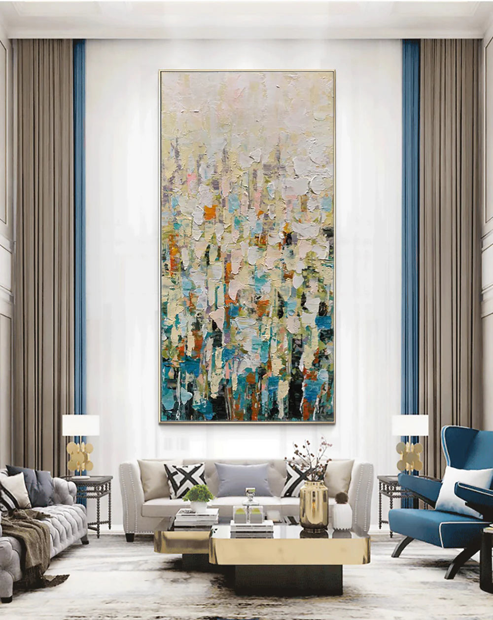 Large Abstract Painting Colorful Painting 3D Texture Painting On Canvas Minimalist Painting Minimalist Art Colorful Wall Art  3D Oil  Wall Art On Canvas