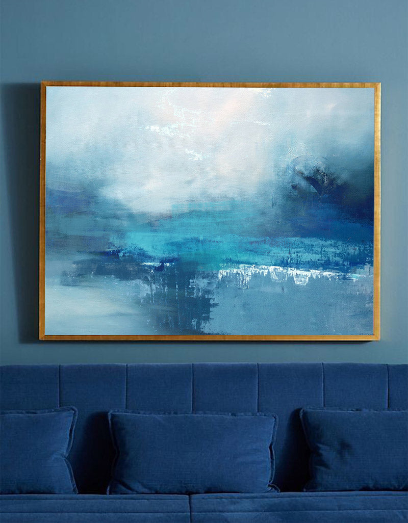 Blue Texture Painting Minimalist 3D Oil Plaster Wall Art On Canvas Earth Texture Home Decor Minimalist Wall Decor Minimalist Texture Art Porch Wall Decor