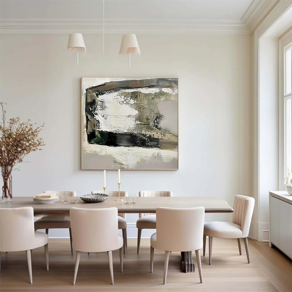 Large Original Abstract Painting Modern Minimalist Wall Art White Texture Painting Beige Painting Living Room Wall Art Neutral Art