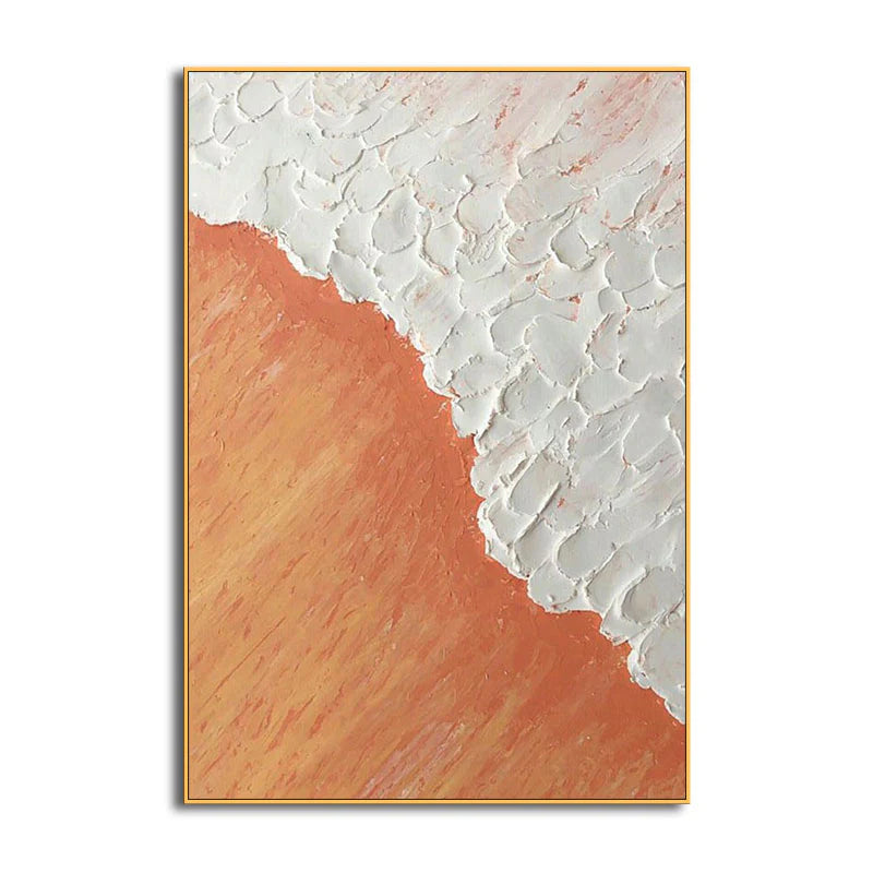 Extra Large Wall Art  Abstract Art Orange Painting White Painting minimalist Plaster Painting modern Textured Sea & Beach Painting 3D Oil  Wall Art On Canvas