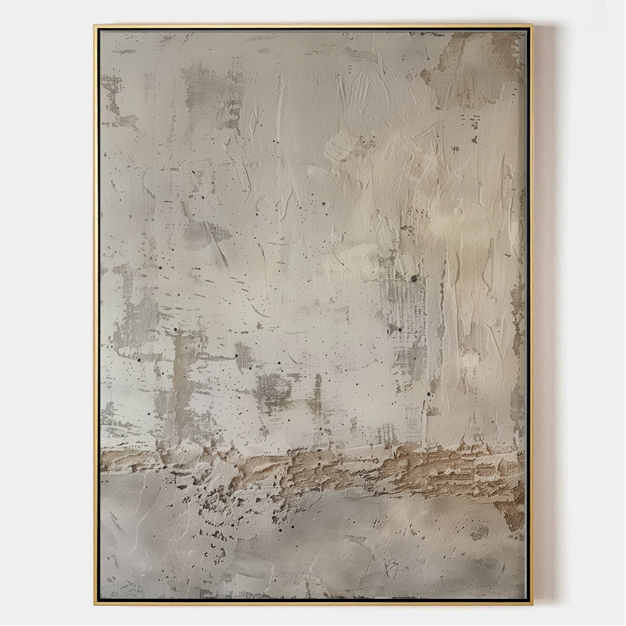 Wabi-sabi Art Brown Minimalist Plaster Art Beige Abstract Texture Painting Brown Wall Decor Plaster Texture Wall Art Minimalist Art Brown 3D Oil  Plaster Wall Art On Canvas