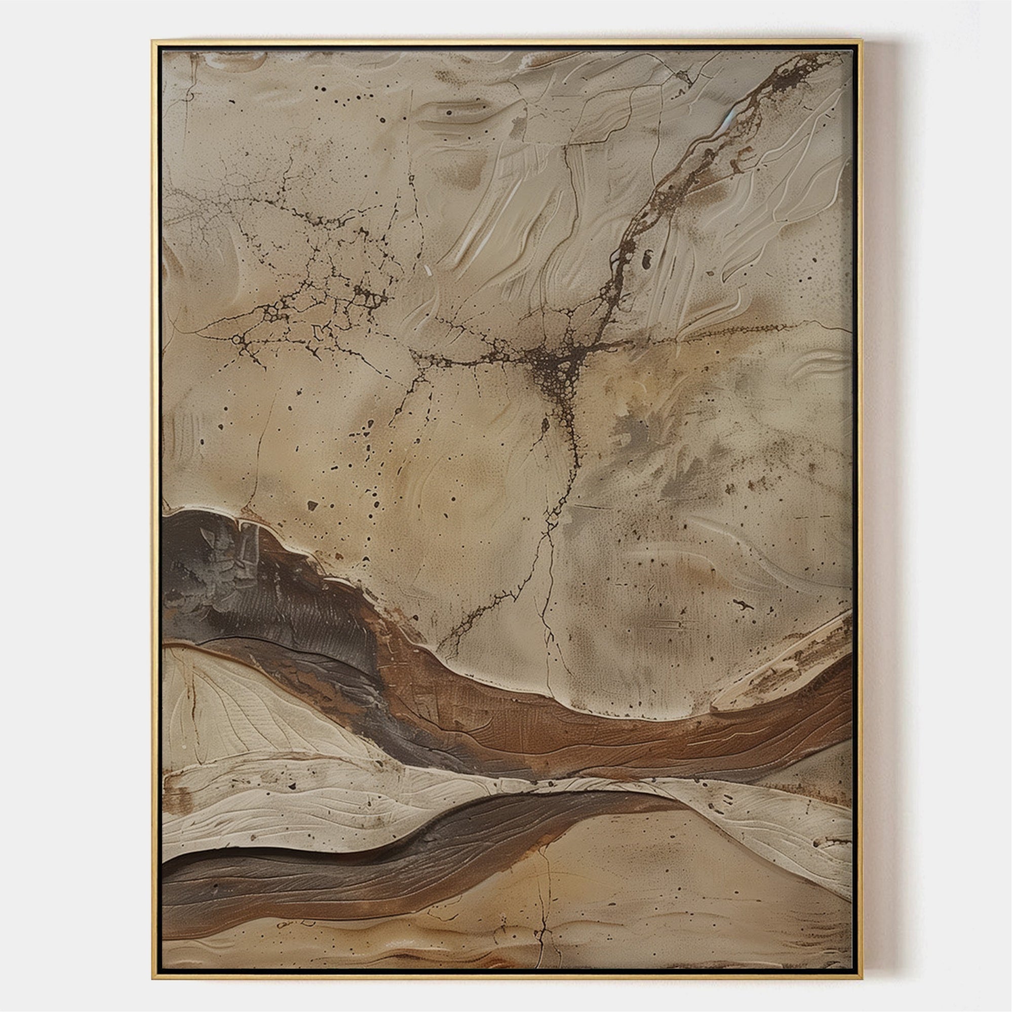 Wabi-sabi Art Brown Minimalist Plaster Art Beige Abstract Texture Painting Brown Wall Decor Plaster Texture Wall Art Minimalist Art Brown 3D Oil  Plaster Wall Art On Canvas