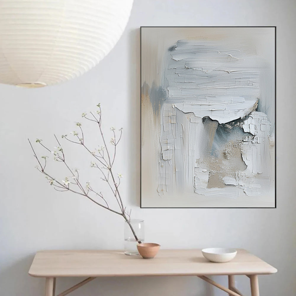 Large Abstract Painting,nordic Oil Painting,beige Painting White Painting,original Boho Painting,minimalist Art,neutral Abstract Painting