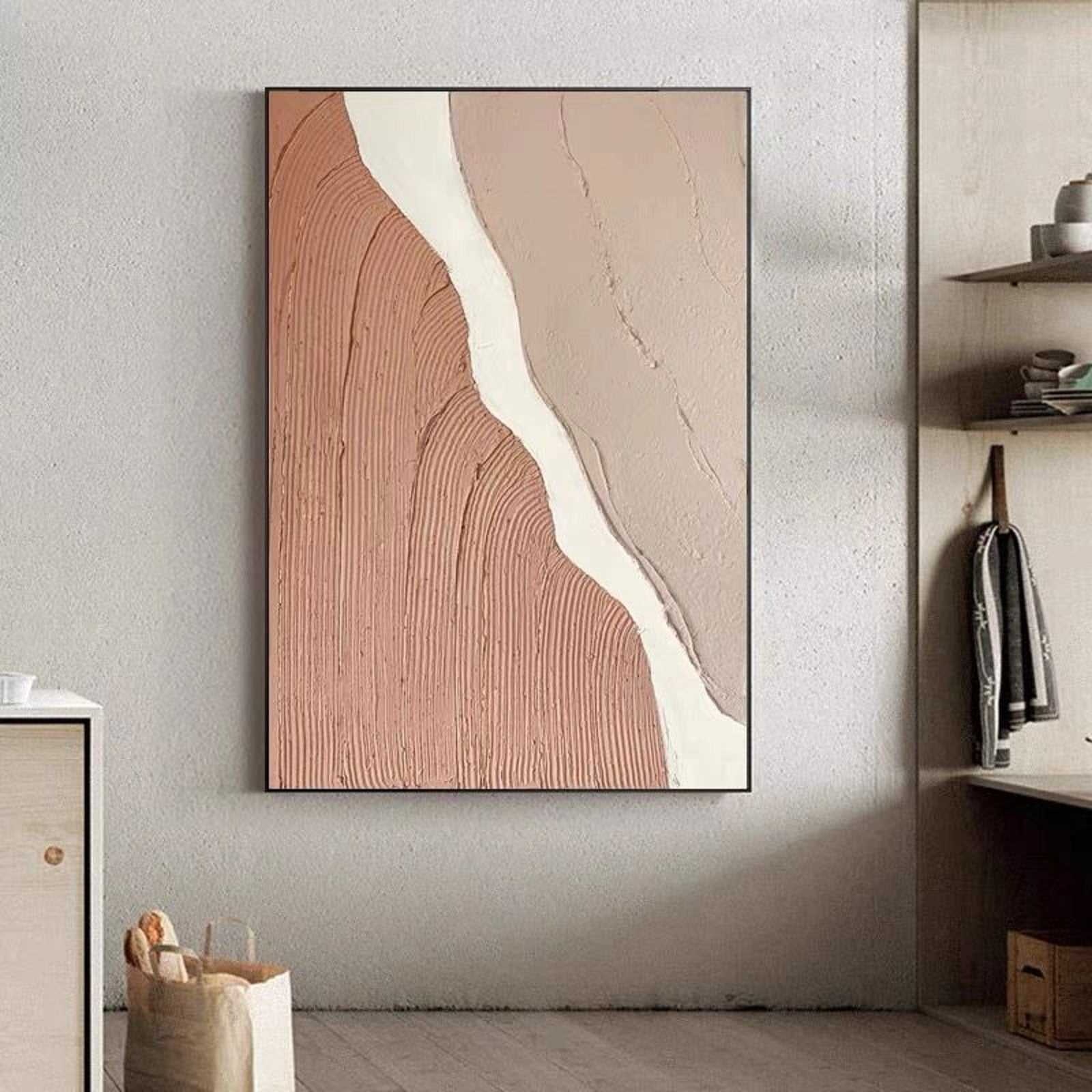 Large Beige Abstract Painting Beige Painting Texture Painting Brown Minimalist Painting Minimalist Art Beige Wall Art Mid Century Modern Art