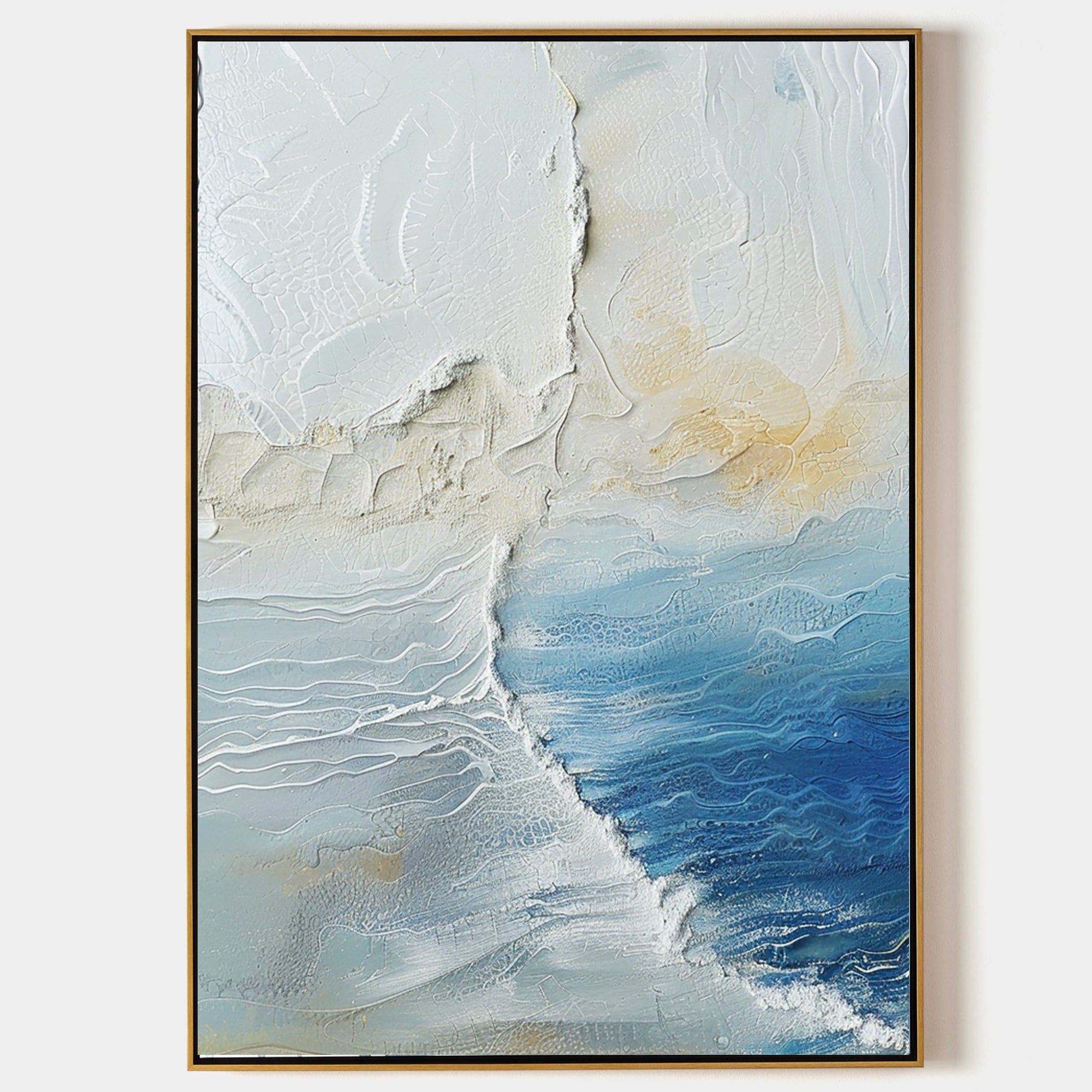 Extra Large Wall Art Abstract blue Abstract Art beige Painting 3D Oil Plaster Painting On Canvas  Blue Wall Art minimalist Painting modern Textured Sea & Beach Painting