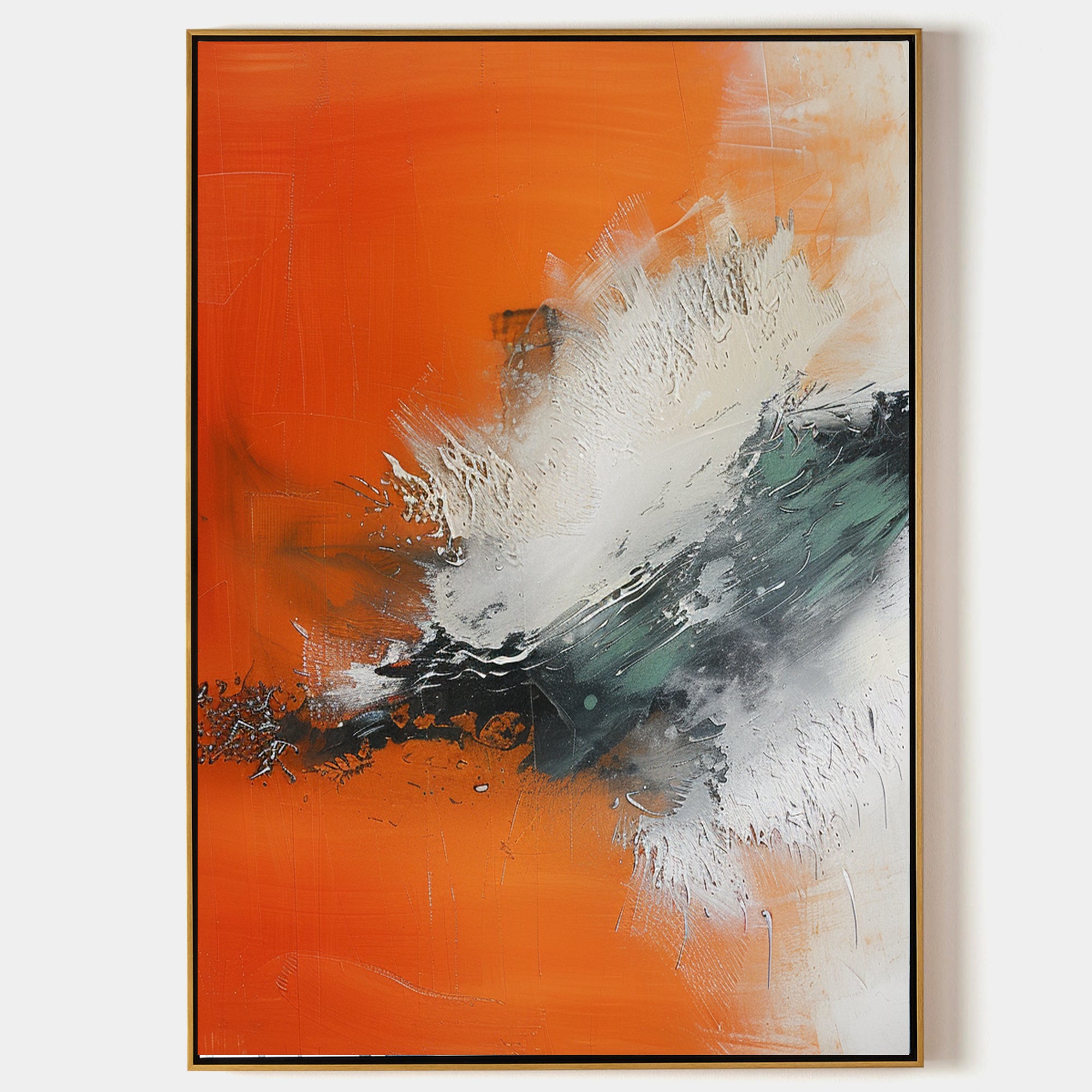 Large Original Abstract Painting Modern Minimalist Wall Art White Texture Painting Orange Painting Living Room Wall Art Neutral Art 