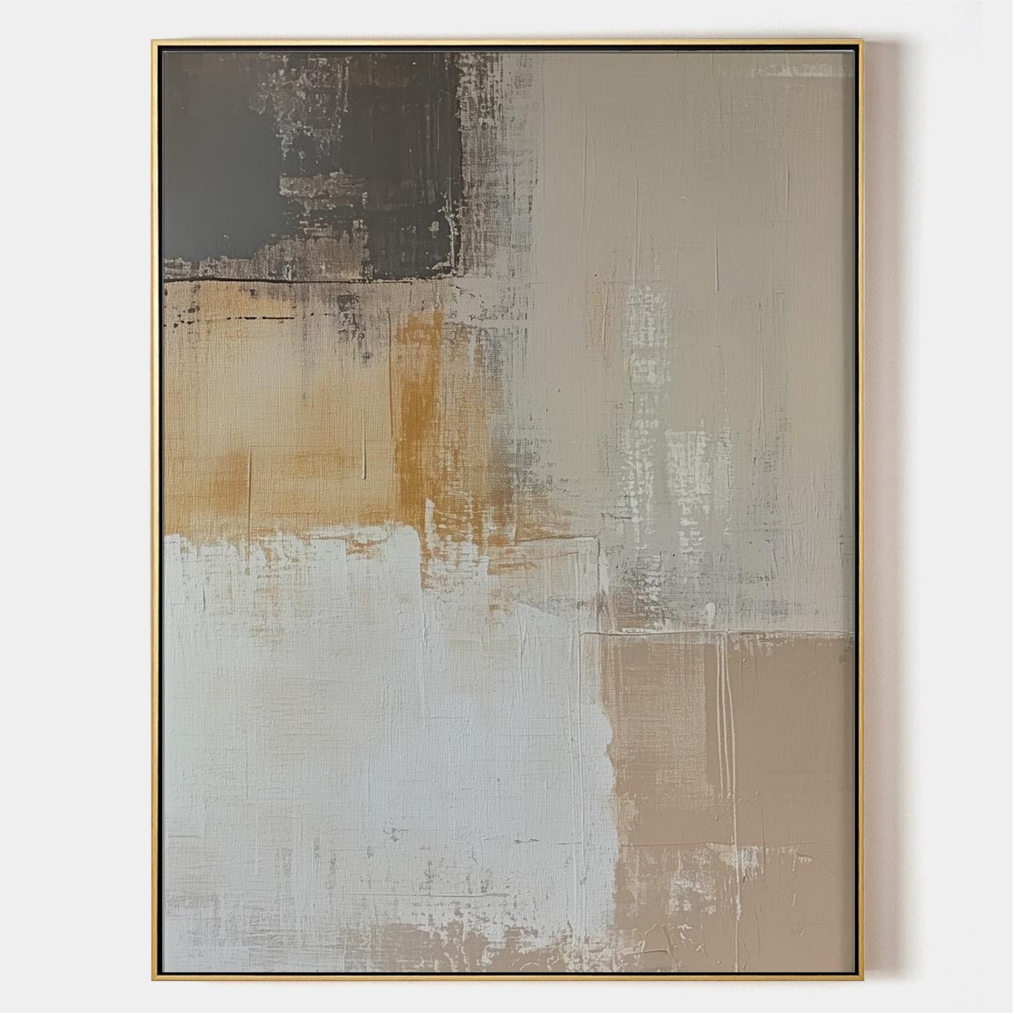 Wabi-sabi Art Brown Minimalist Plaster Art Beige Abstract Texture Painting Brown Wall Decor Plaster Texture Wall Art Minimalist Art Brown 3D Oil  Plaster Wall Art On Canvas