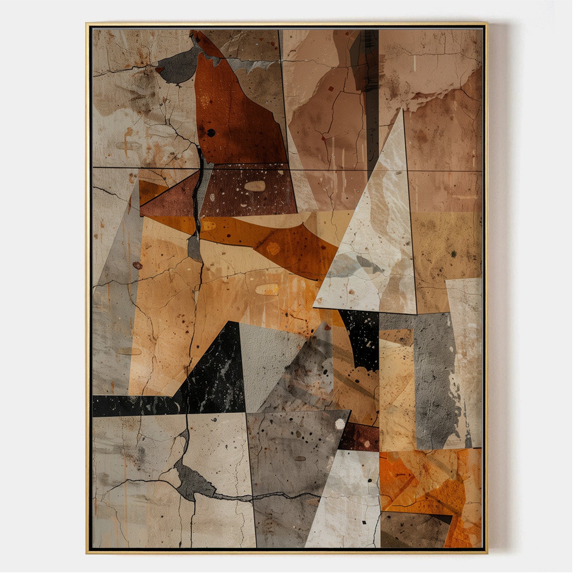 Wabi-sabi Art Brown Minimalist Plaster Art Beige Abstract Texture Painting Brown Wall Decor Plaster Texture Wall Art Minimalist Art Brown 3D Oil  Plaster Wall Art On Canvas