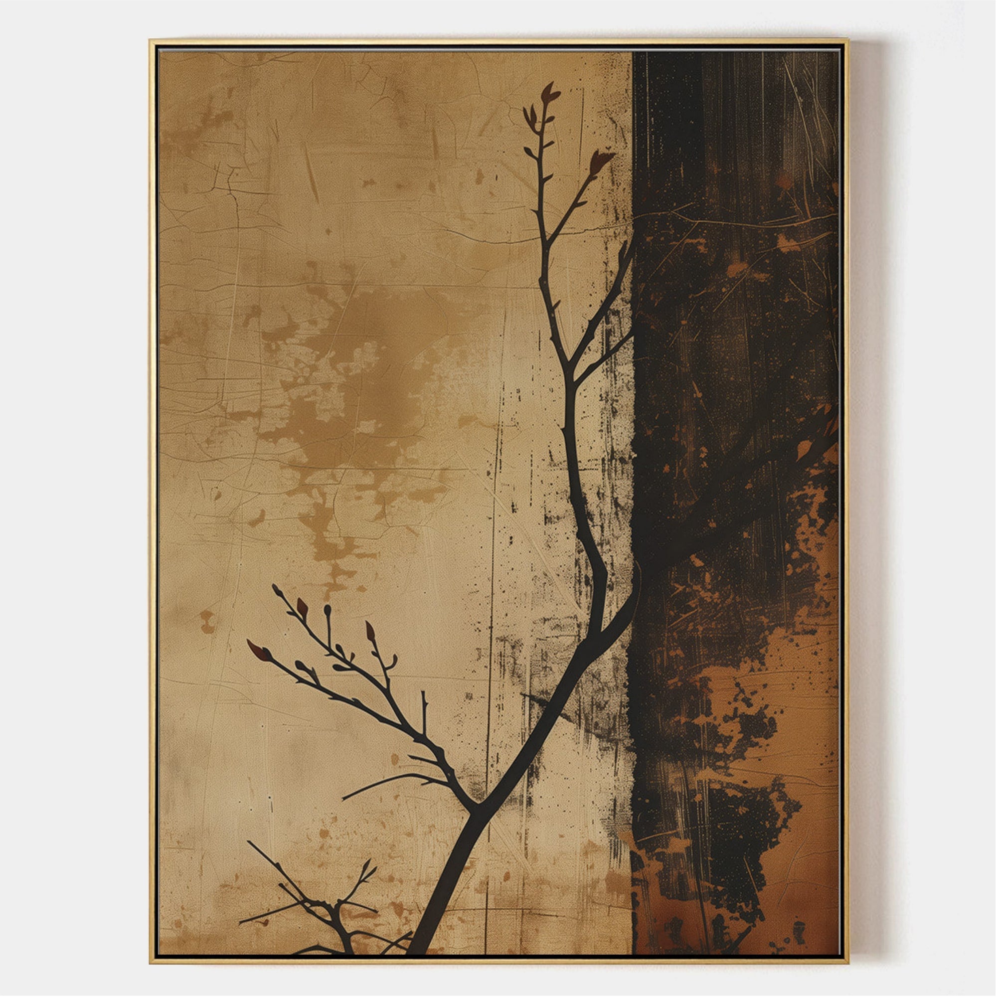 Wabi-sabi Art Brown Minimalist Plaster Art Black Abstract Texture Painting Beige Wall Decor Plaster Texture Wall Art Minimalist Art Brown 3D Oil  Plaster Wall Art On Canvas