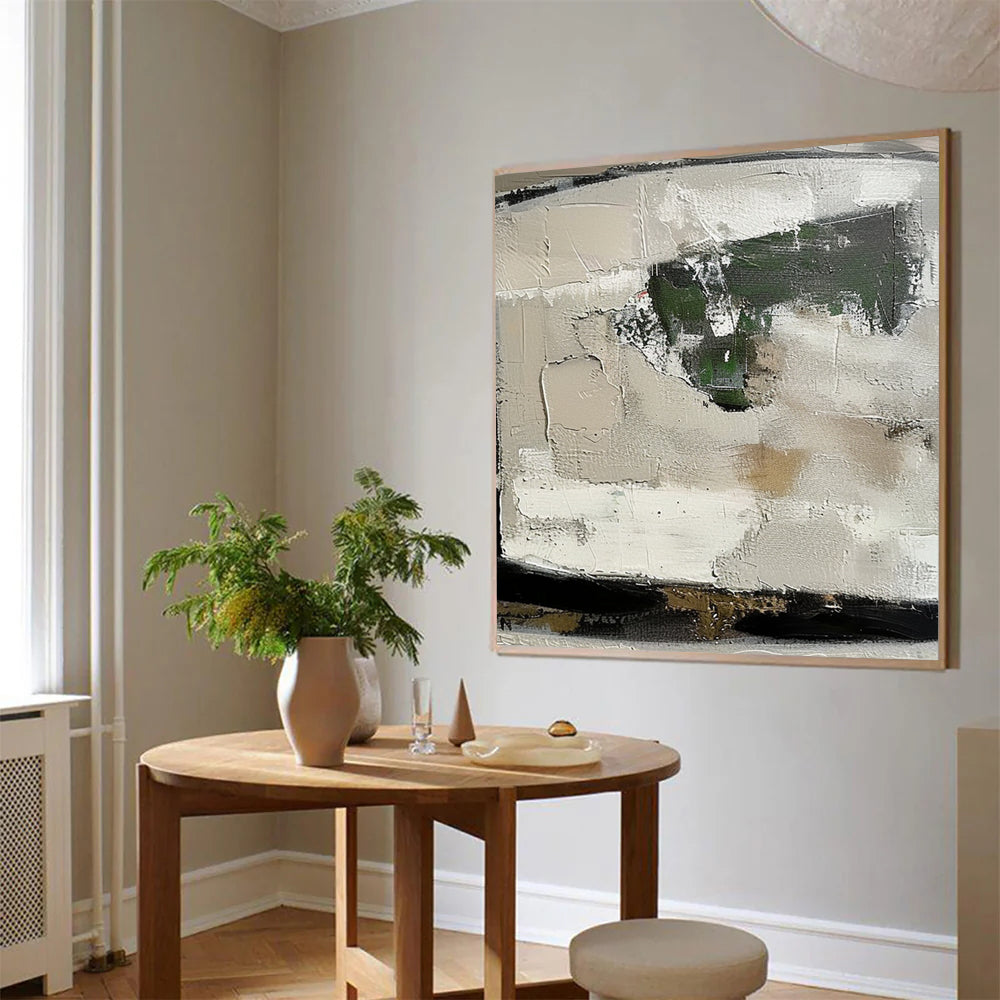 Large Original Abstract Painting Modern Minimalist Wall Art White Texture Painting Mustard Yellow Painting Living Room Wall Art Neutral Art