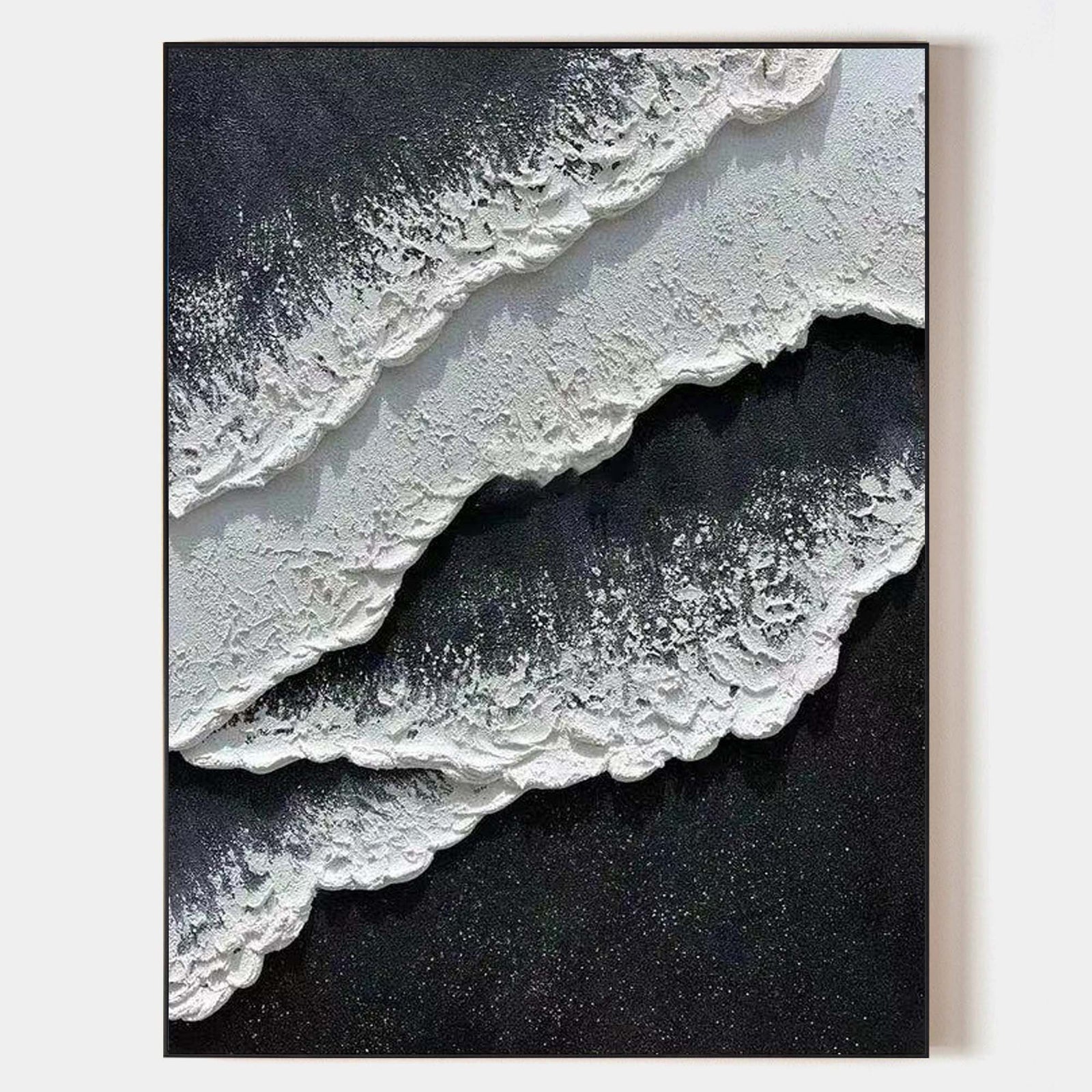 Extra Large Wall Art Abstract Black Abstract Art beige Painting 3D Oil Plaster Painting On Canvas White Wall Art minimalist Painting modern Textured Sea & Beach Painting