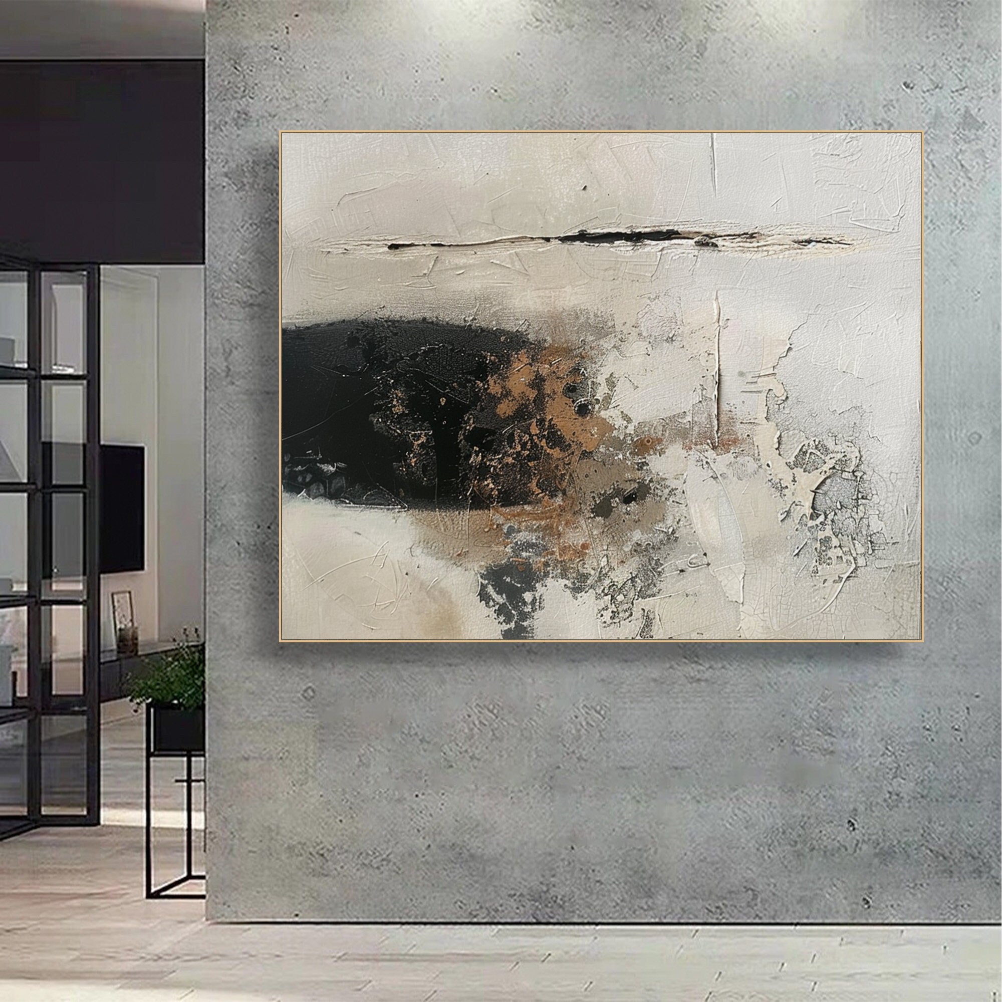 Wabi Sabi Wall Art Brown Abstract Wall Art Grey Taupe Minimalist Painting on Canvas Large Brown Minimalist Wall Art Neutral Wall Decor