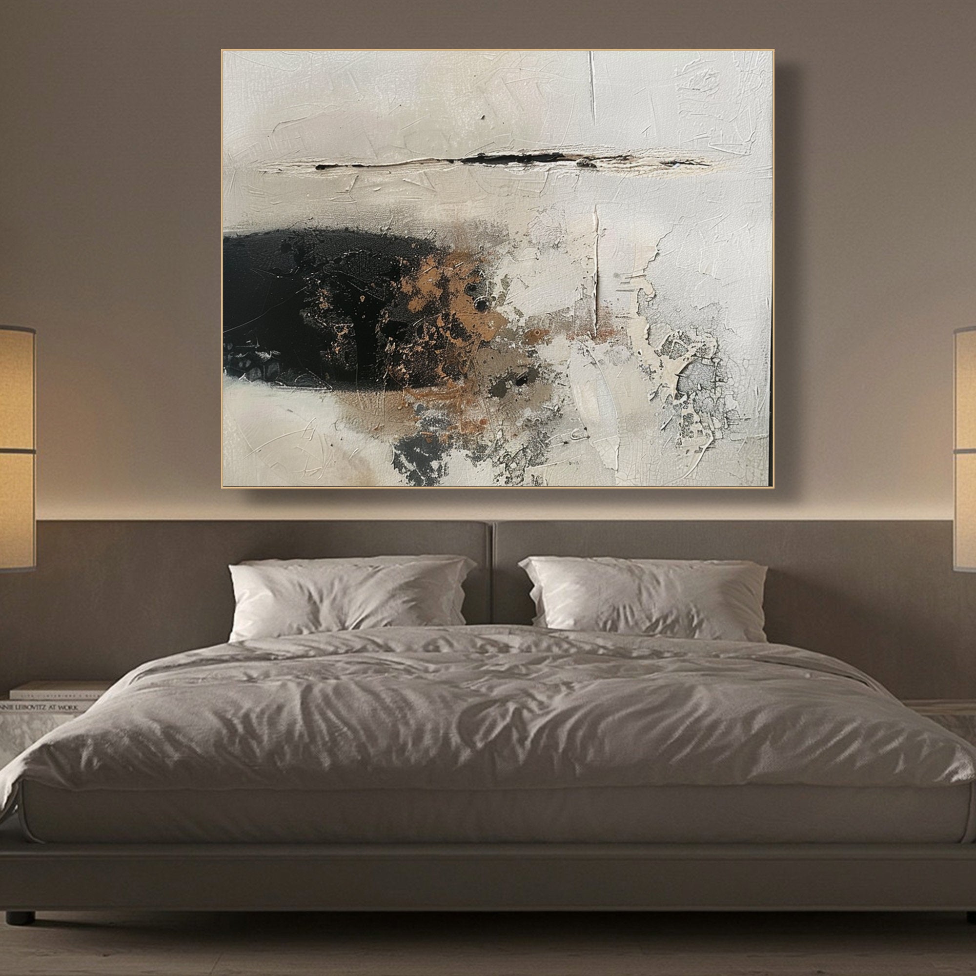 Wabi Sabi Wall Art Brown Abstract Wall Art Grey Taupe Minimalist Painting on Canvas Large Brown Minimalist Wall Art Neutral Wall Decor