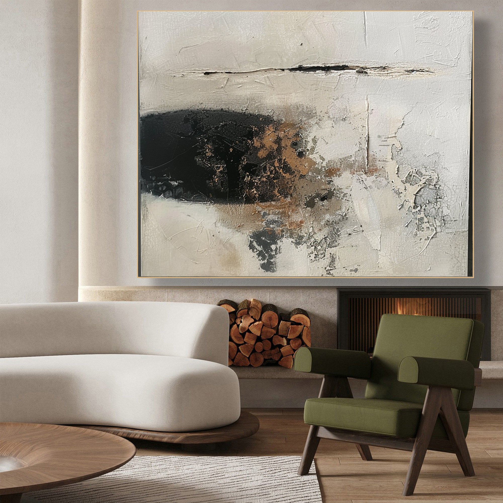 Wabi Sabi Wall Art Brown Abstract Wall Art Grey Taupe Minimalist Painting on Canvas Large Brown Minimalist Wall Art Neutral Wall Decor