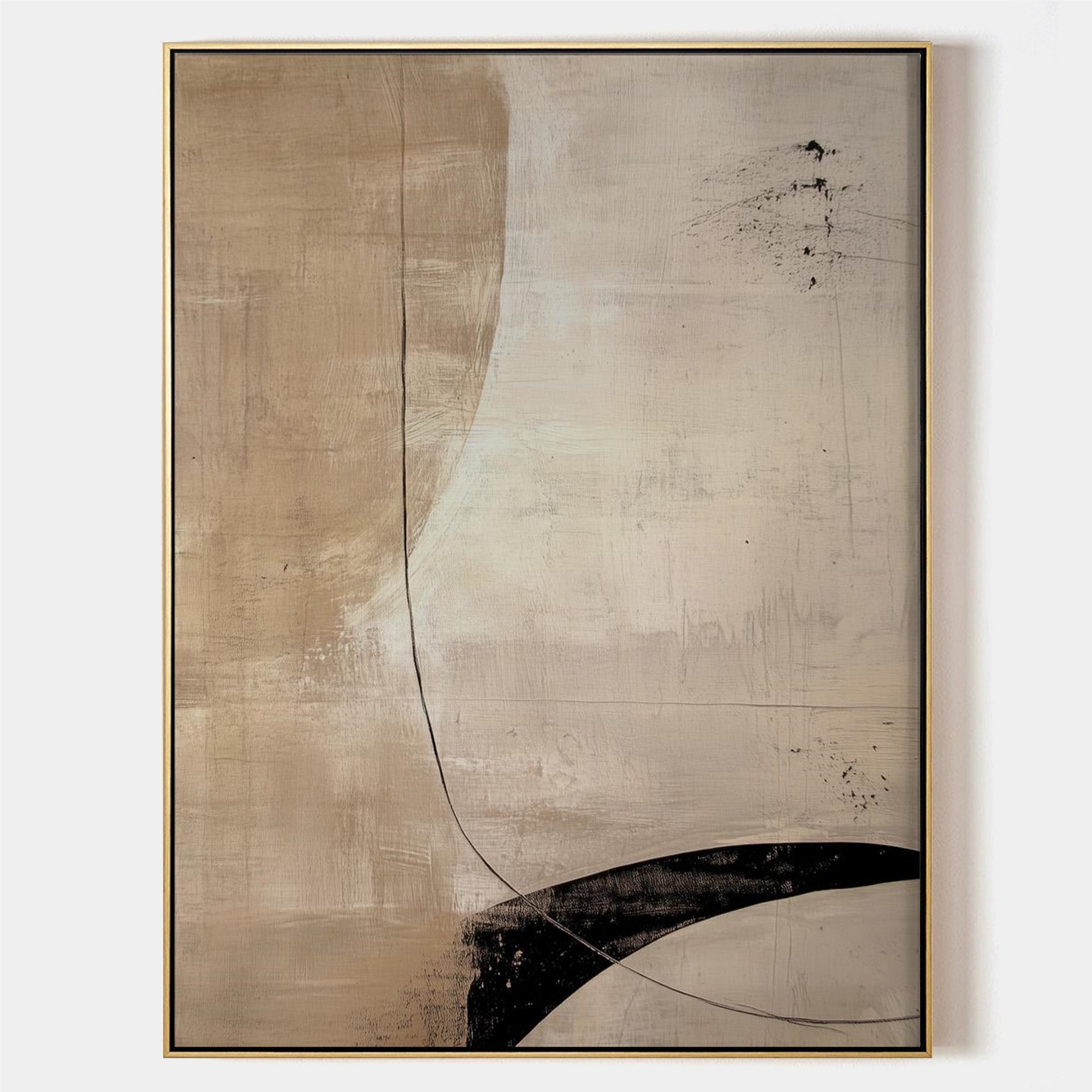 Wabi-sabi Art Brown Minimalist Plaster Art Black Abstract Texture Painting Beige Wall Decor Plaster Texture Wall Art Minimalist Art Brown 3D Oil  Plaster Wall Art On Canvas