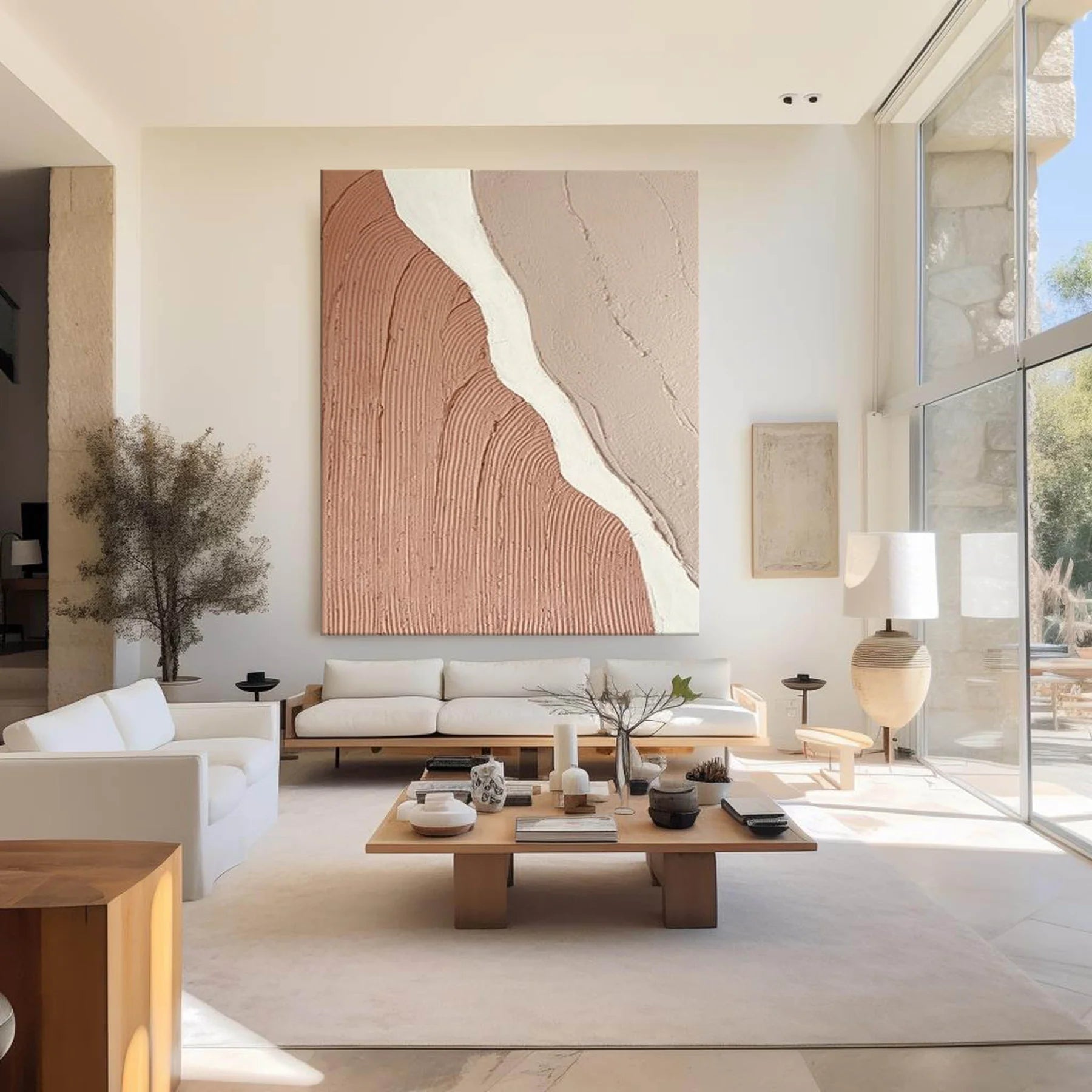 Large Beige Abstract Painting Beige Painting Texture Painting Brown Minimalist Painting Minimalist Art Beige Wall Art Mid Century Modern Art