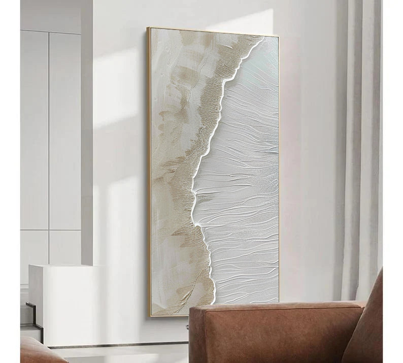 Beige  Texture Painting Minimalist Plaster Art Earth Texture Home Decor Minimalist Wall Decor Minimalist Texture Art Porch Wall Decor