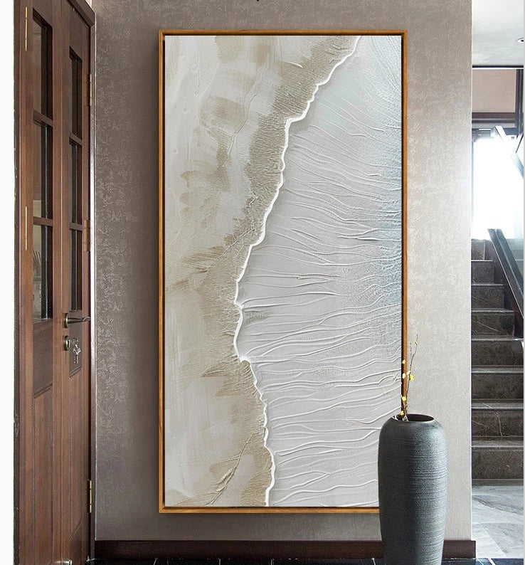 Beige  Texture Painting Minimalist Plaster Art Earth Texture Home Decor Minimalist Wall Decor Minimalist Texture Art Porch Wall Decor