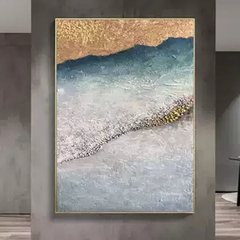 Extra Large Wall Art  Abstract Art Blue Painting large Blue Painting minimalist Plaster Painting modern Textured Sea & Beach Painting 3D Oil  Wall Art On Canvas