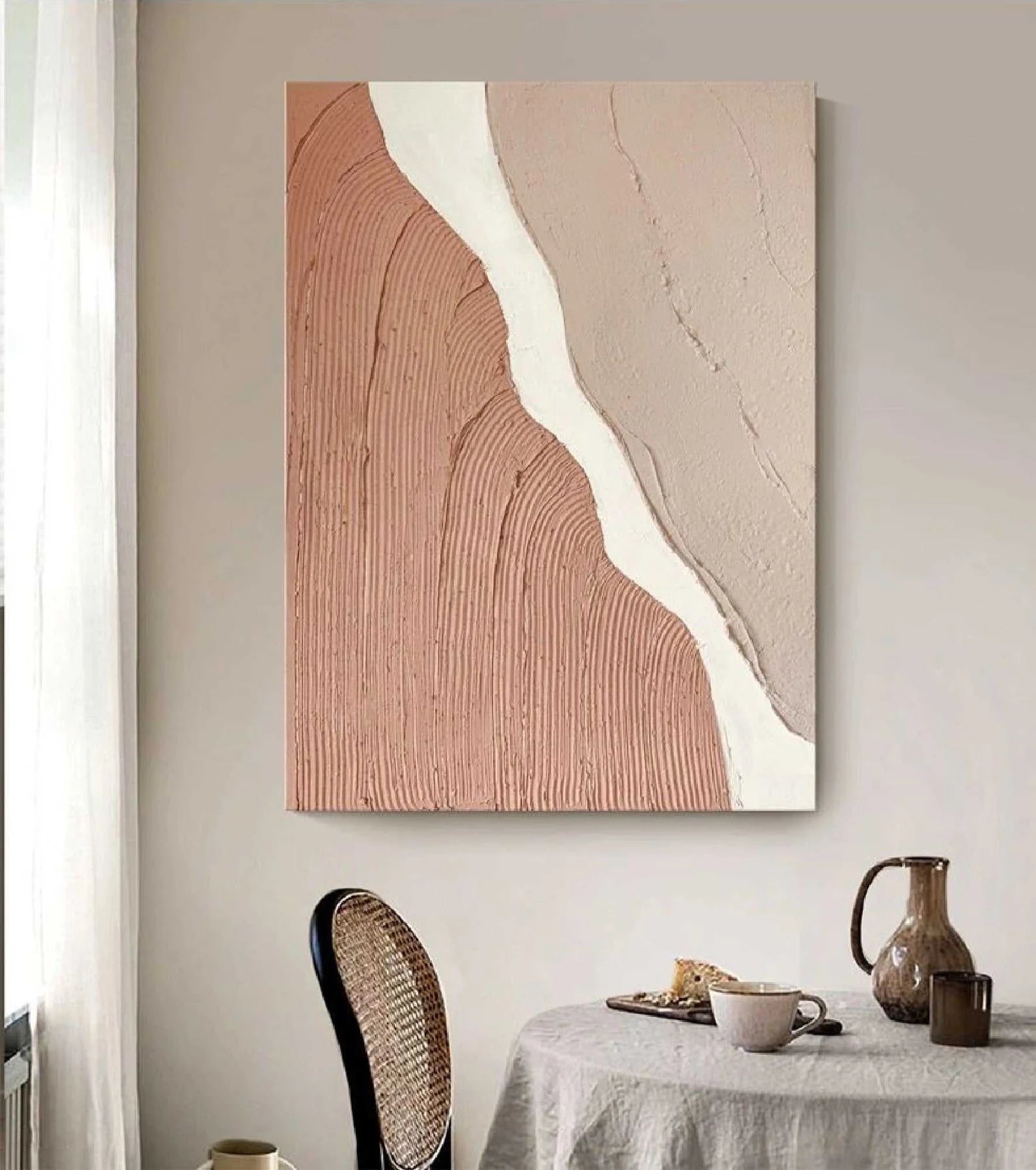 Large Beige Abstract Painting Beige Painting Texture Painting Brown Minimalist Painting Minimalist Art Beige Wall Art Mid Century Modern Art