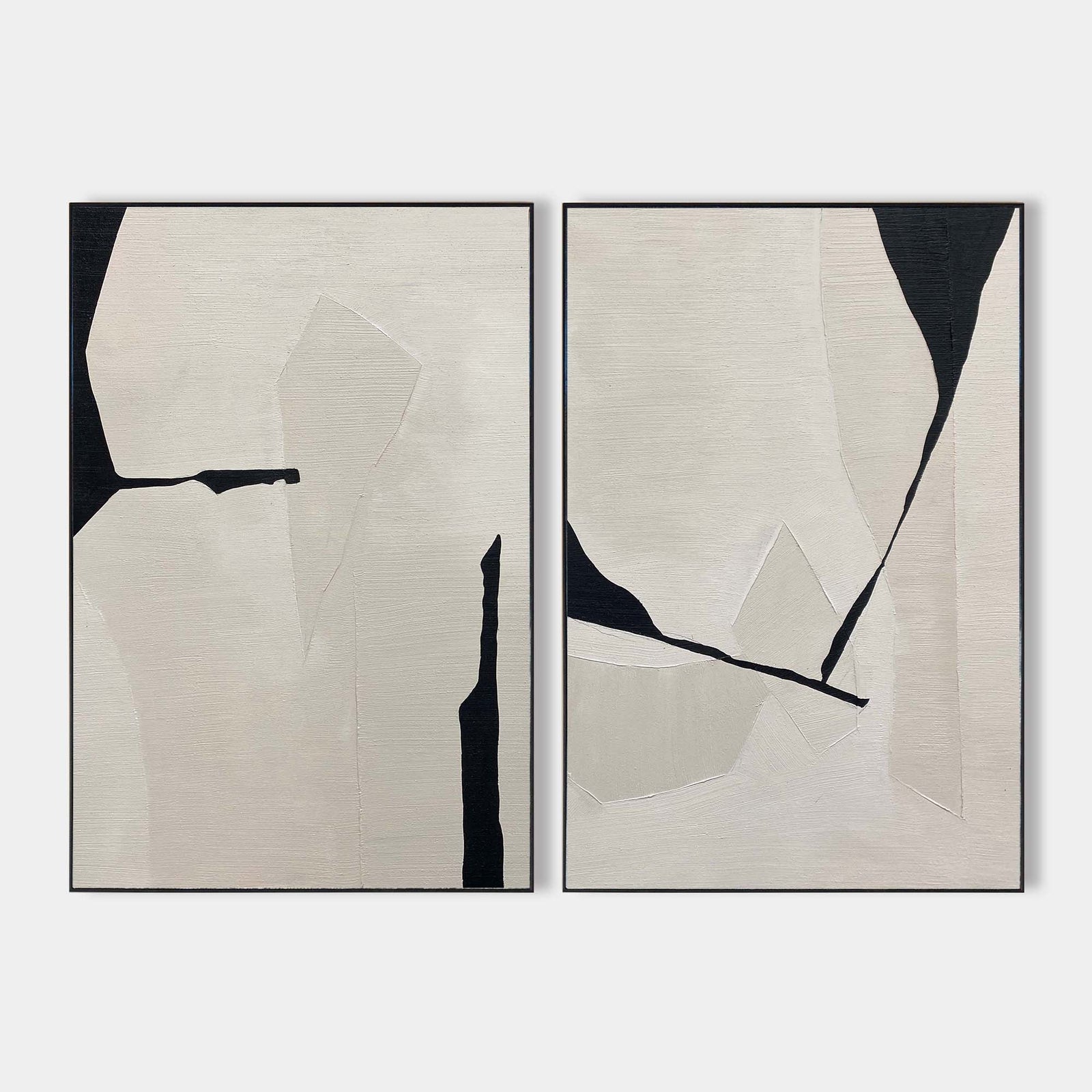 Wabi-sabi White Painting Beige Plaster Textured Painting Set of 2 Wall Decor White Minimalist Painting Set of 2 White Plaster Painting 3D Oil Plaster Wall Art On Canvas 