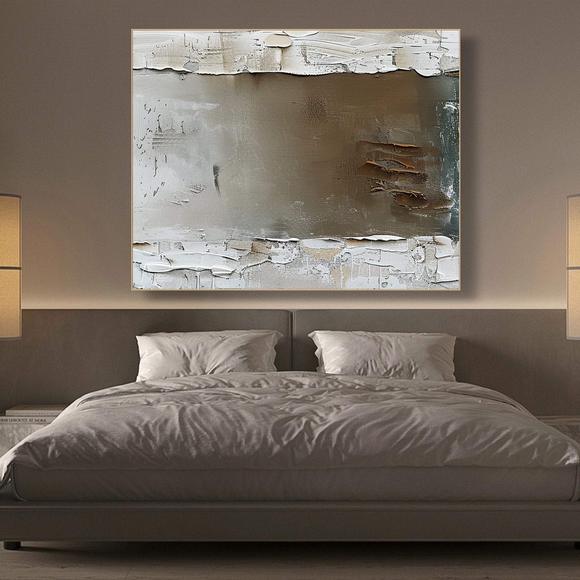 Wabi Sabi Wall Art Brown Abstract Wall Art Grey Taupe Minimalist Painting on Canvas Large Brown Minimalist Wall Art Neutral Wall Decor