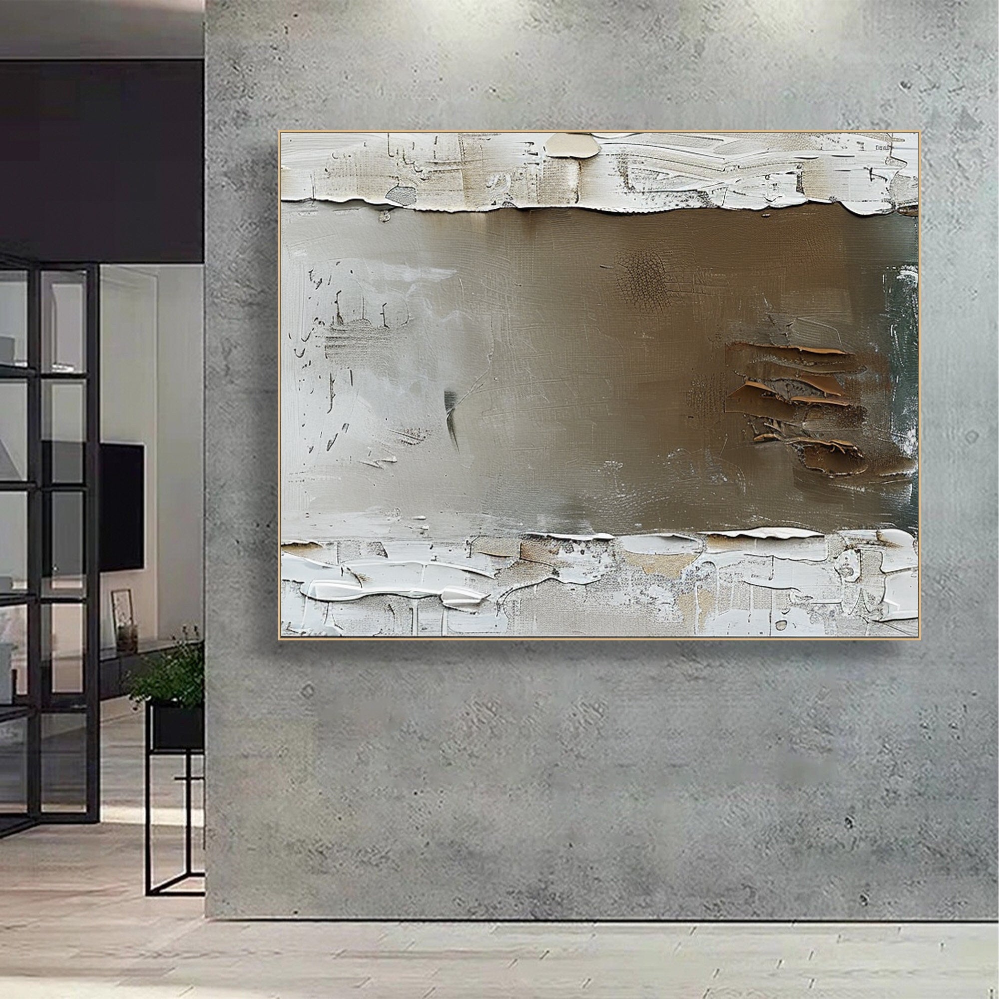 Wabi Sabi Wall Art Brown Abstract Wall Art Grey Taupe Minimalist Painting on Canvas Large Brown Minimalist Wall Art Neutral Wall Decor