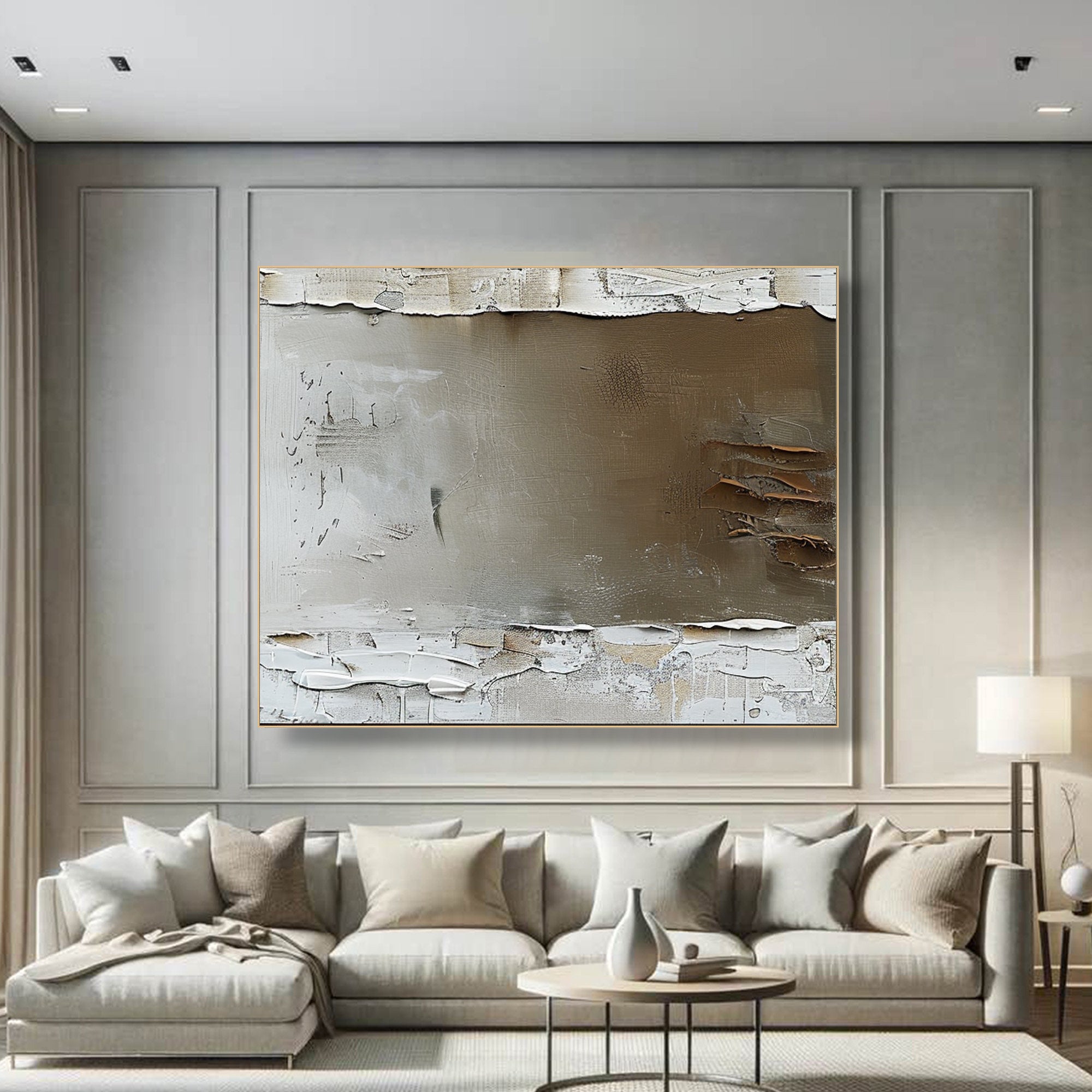 Wabi Sabi Wall Art Brown Abstract Wall Art Grey Taupe Minimalist Painting on Canvas Large Brown Minimalist Wall Art Neutral Wall Decor