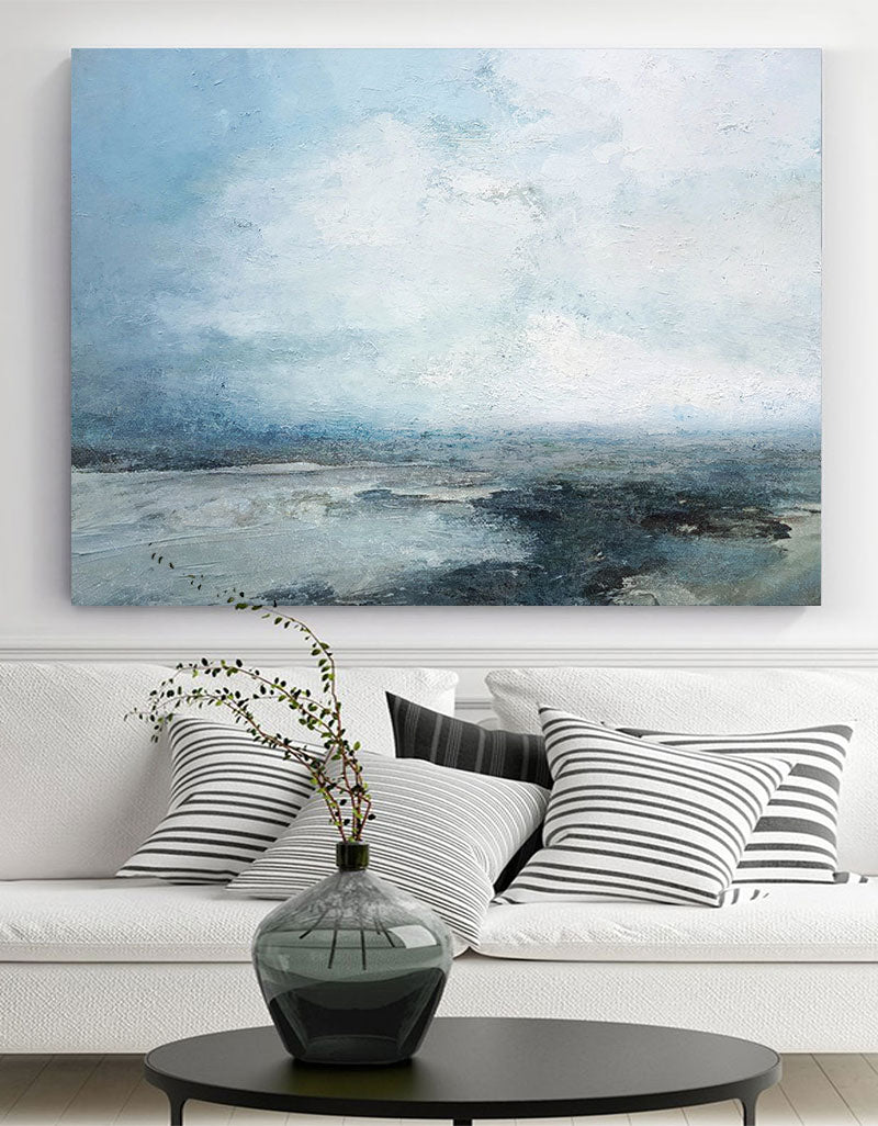 Blue Texture Painting Minimalist 3D Oil Plaster Wall Art On Canvas Earth Texture Home Decor Minimalist Wall Decor Minimalist Texture Art Porch Wall Decor