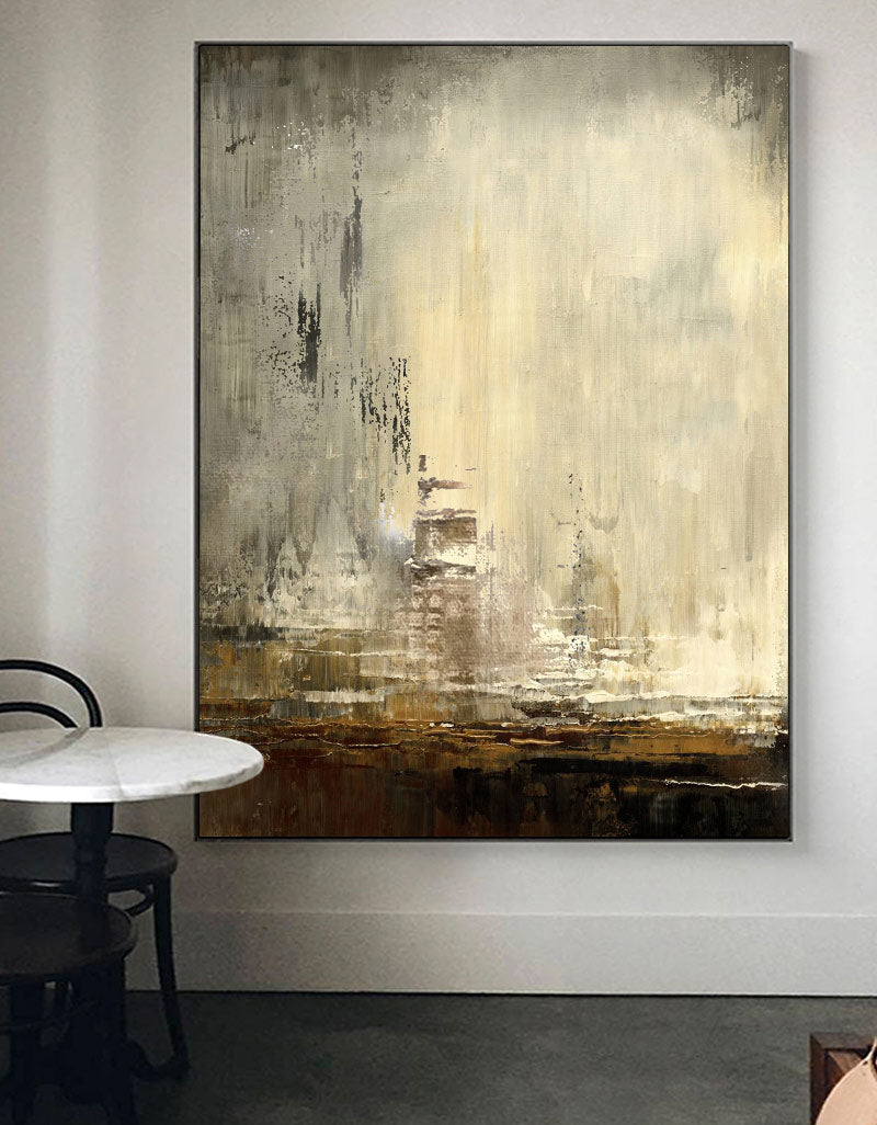 Large Beige Abstract Painting Beige Painting Texture Painting GreenMinimalist Painting Minimalist Art Beige Wall Art Mid Century Modern Art