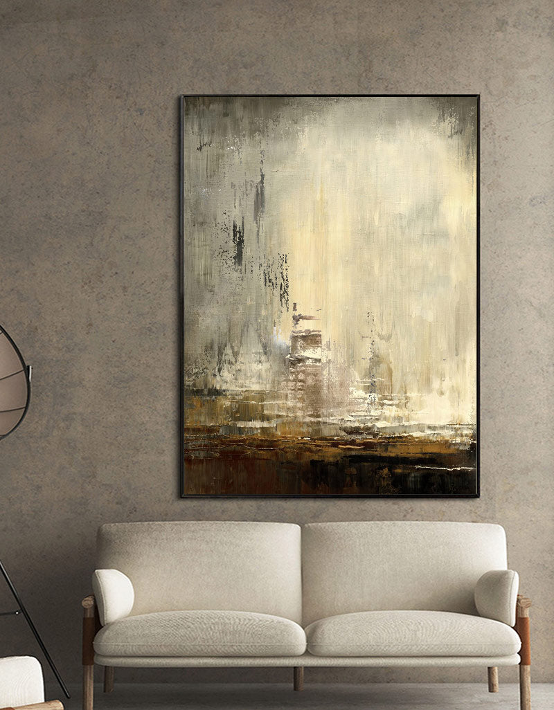 Large Beige Abstract Painting Beige Painting Texture Painting GreenMinimalist Painting Minimalist Art Beige Wall Art Mid Century Modern Art