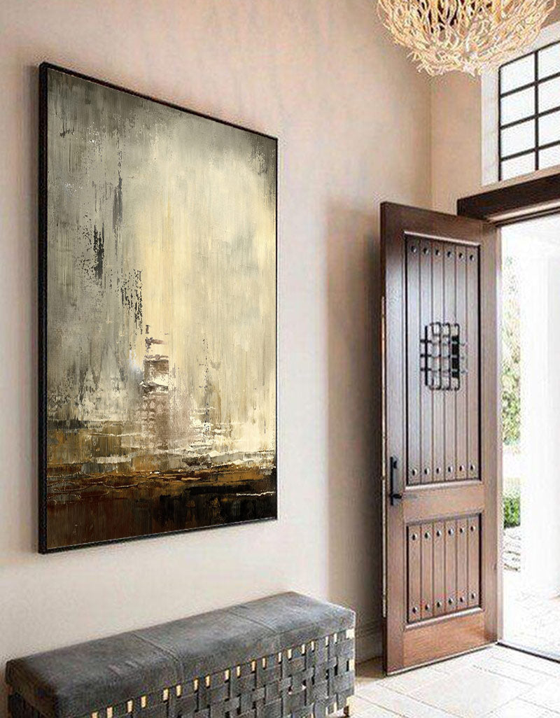 Large Beige Abstract Painting Beige Painting Texture Painting GreenMinimalist Painting Minimalist Art Beige Wall Art Mid Century Modern Art