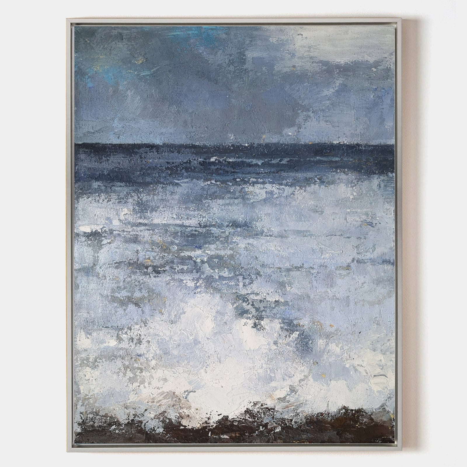 Extra Large Wall Art Abstract blue Abstract Art beige Painting 3D Oil Plaster Painting On Canvas  Blue Wall Art minimalist Painting modern Textured Sea & Beach Painting