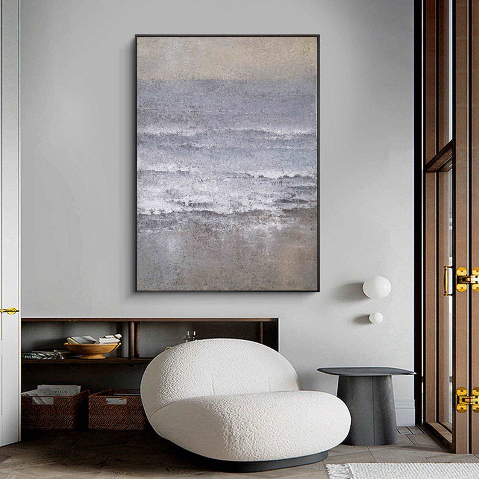 Extra Large Wall Art Abstract Beige Abstract Art beige Painting 3D Oil Plaster Painting On Canvas  Blue Wall Art minimalist Painting modern Textured Sea & Beach Painting