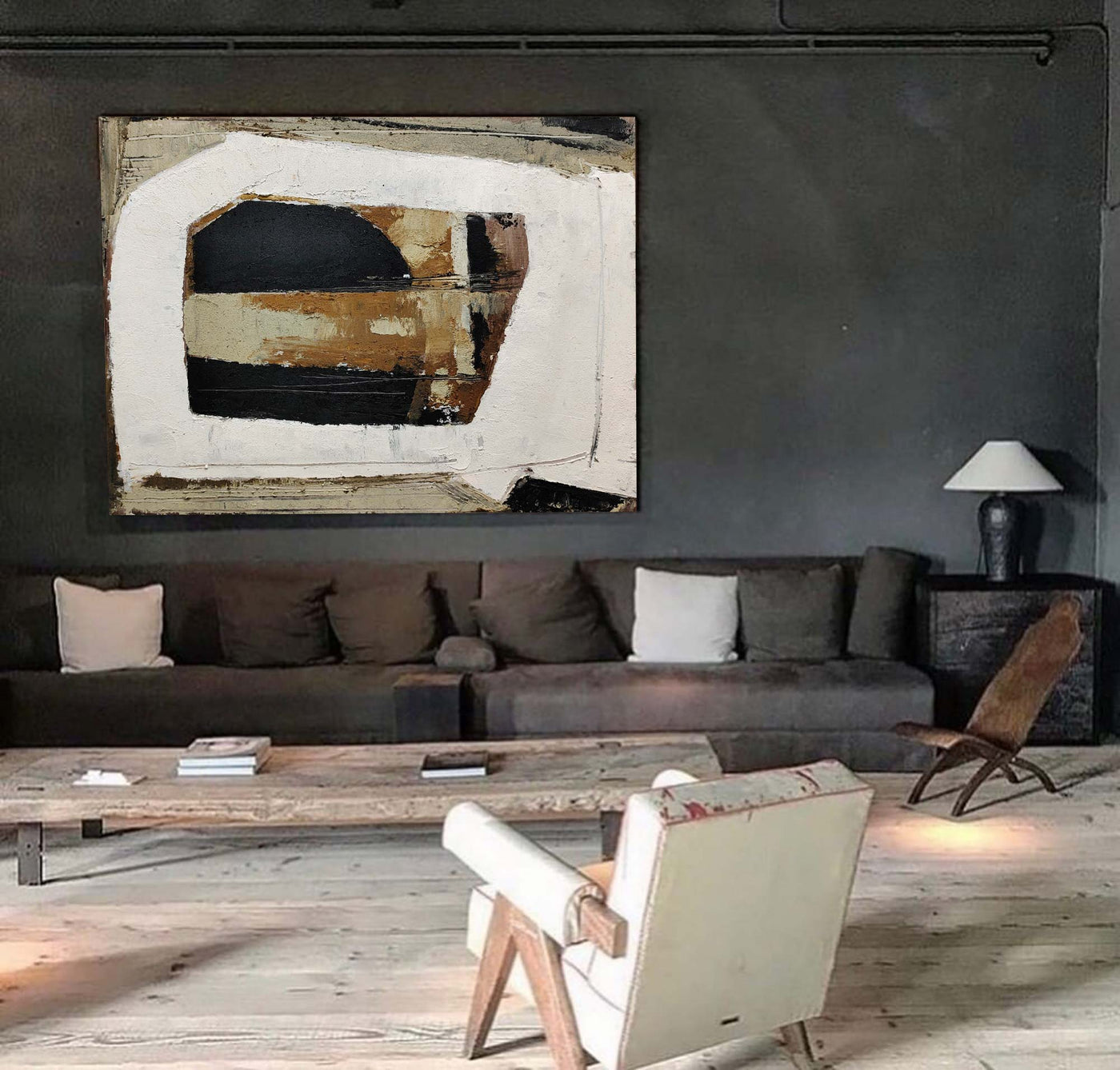 Wabi-sabi Wall Art Brown Textured Art Minimalist Wall Art Pure Brown Minimalist Art Black Brown 3D Oil Textured Painting Pure Plaster Oil Wall Art On Canvas