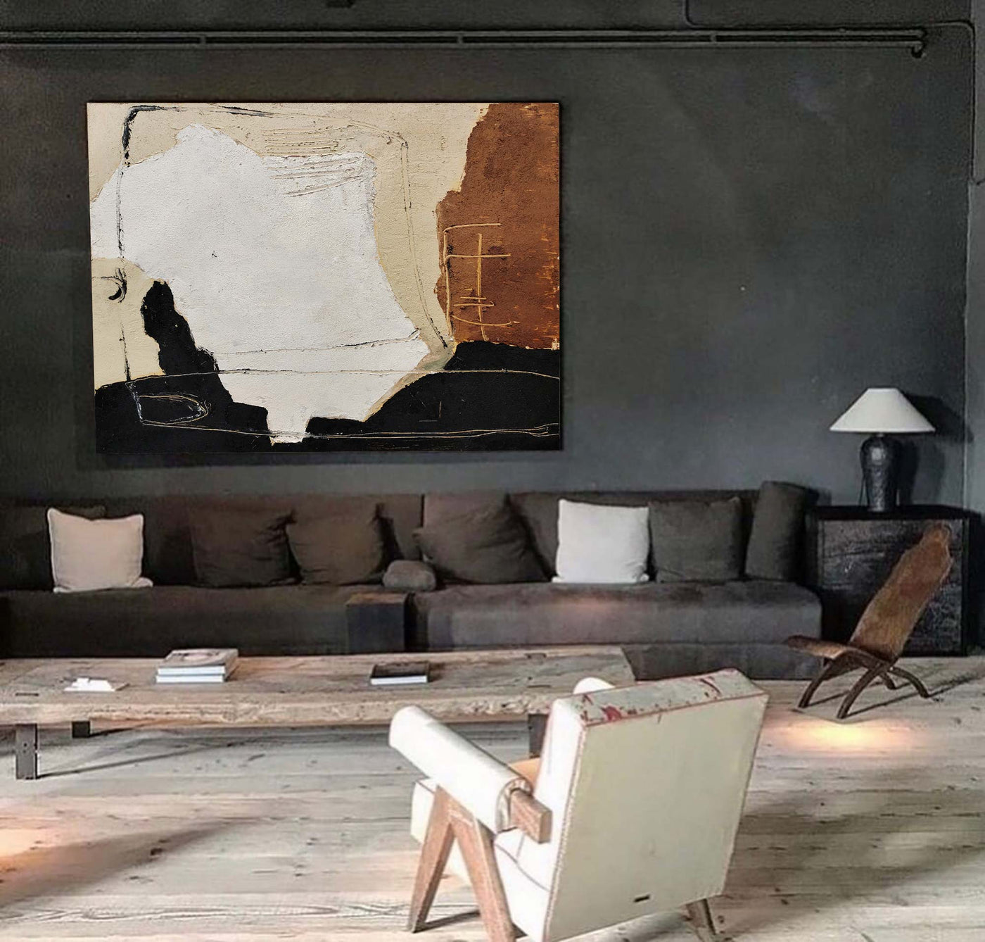 Wabi-sabi Wall Art Brown Textured Art Minimalist Wall Art Pure Brown Minimalist Art Black Brown 3D Oil Textured Painting Pure Plaster Oil Wall Art On Canvas