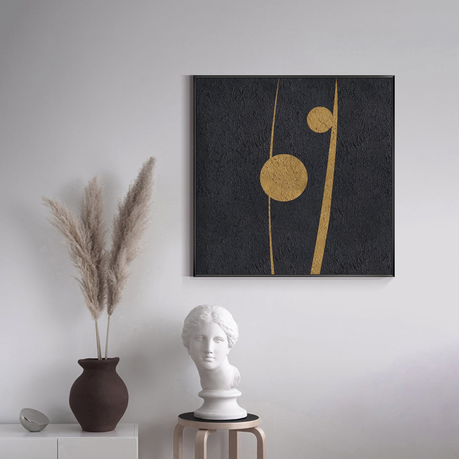 Black Texture Painting Minimalist 3D Oil Plaster Wall Art On Canvas Earth Texture Home Decor Minimalist Wall Decor Minimalist Texture Art Porch Wall Decor