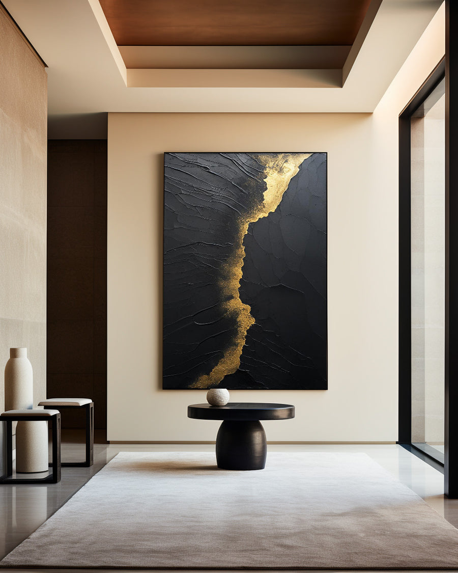 Large Black Abstract Painting Black Painting Texture Painting Black Minimalist Painting Minimalist Art Black Wall Art