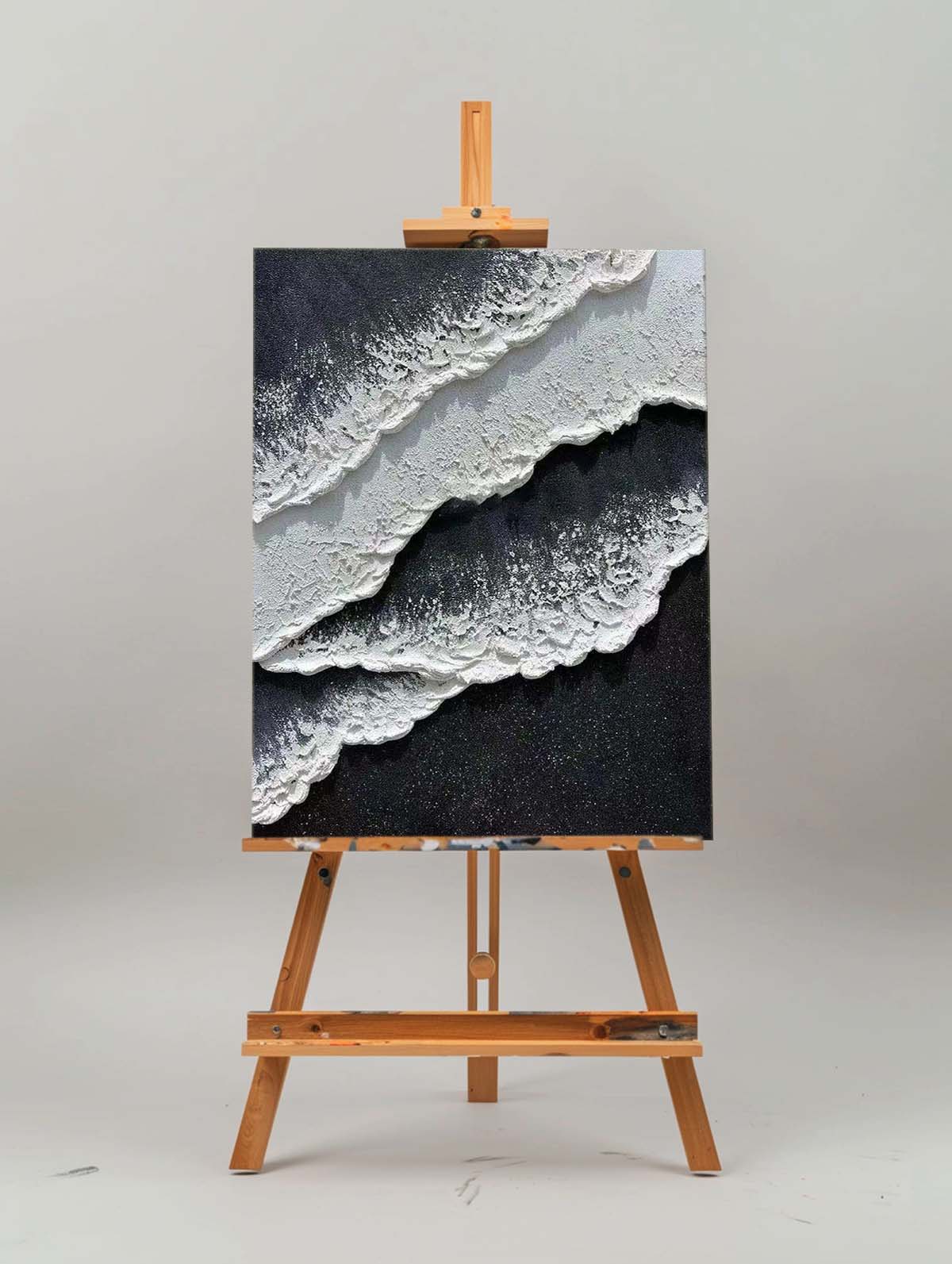 Extra Large Wall Art Abstract Black Abstract Art beige Painting 3D Oil Plaster Painting On Canvas White Wall Art minimalist Painting modern Textured Sea & Beach Painting