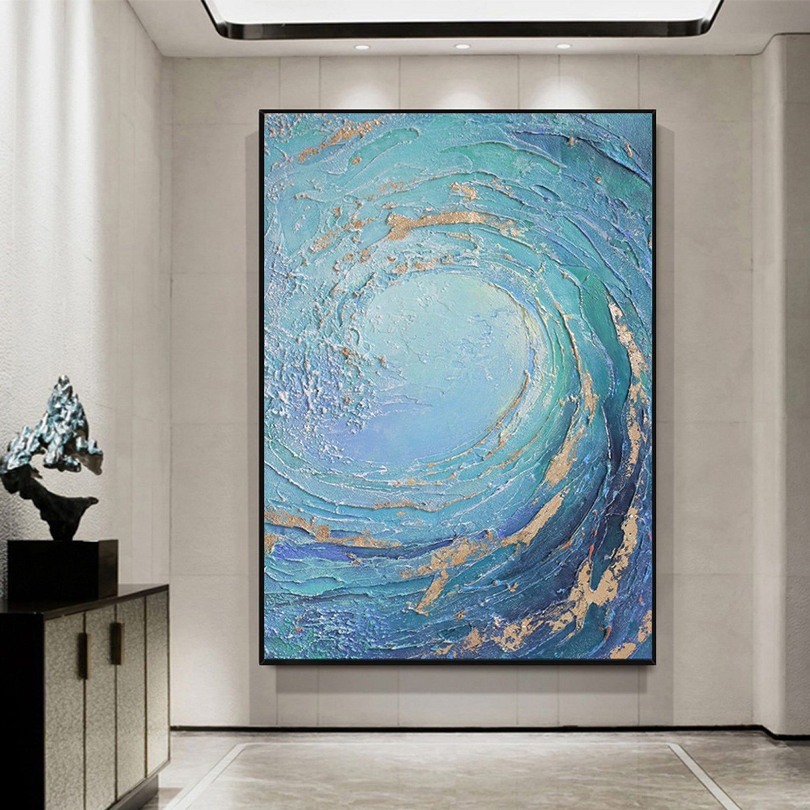 Extra Large Wall Art Abstract Blue Abstract Art beige Painting large Blue Painting Blue Wall Art minimalist Painting,modern Textured Sea & Beach Painting 3D Oil Plaster Wall Art On Canvas