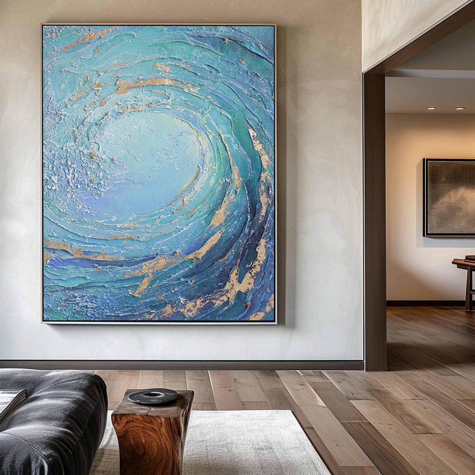 Extra Large Wall Art Abstract Blue Abstract Art beige Painting large Blue Painting Blue Wall Art minimalist Painting,modern Textured Sea & Beach Painting 3D Oil Plaster Wall Art On Canvas