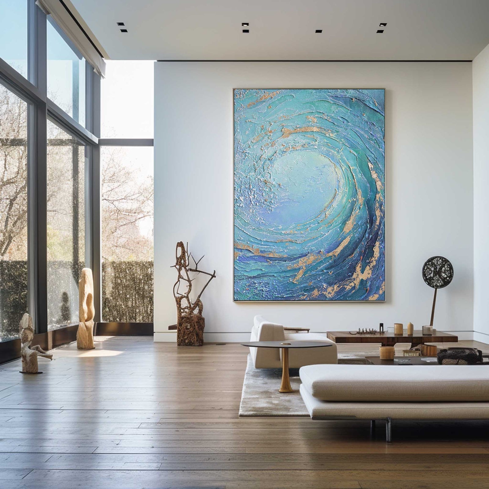 Extra Large Wall Art Abstract Blue Abstract Art beige Painting large Blue Painting Blue Wall Art minimalist Painting,modern Textured Sea & Beach Painting 3D Oil Plaster Wall Art On Canvas