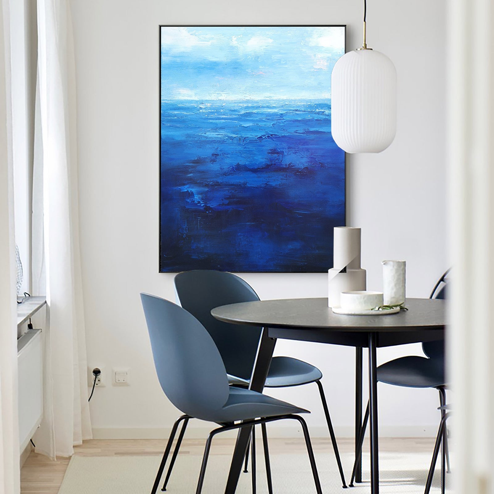 Extra Large Wall Art Abstract Blue Abstract Art beige Painting large Blue Painting Blue Wall Art minimalist Painting,modern Textured Sea & Beach Painting 3D Oil Plaster Wall Art On Canvas