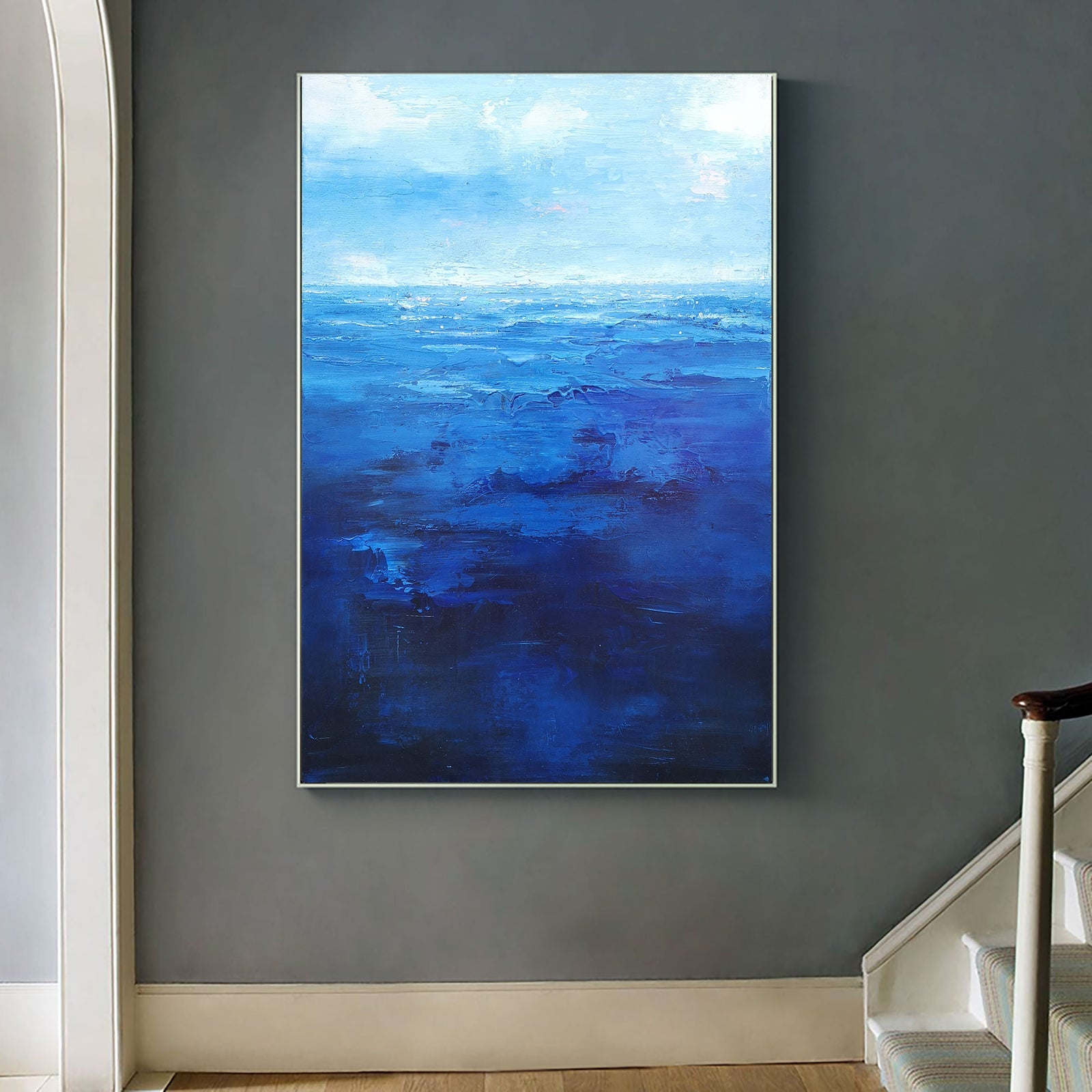 Extra Large Wall Art Abstract Blue Abstract Art beige Painting large Blue Painting Blue Wall Art minimalist Painting,modern Textured Sea & Beach Painting 3D Oil Plaster Wall Art On Canvas