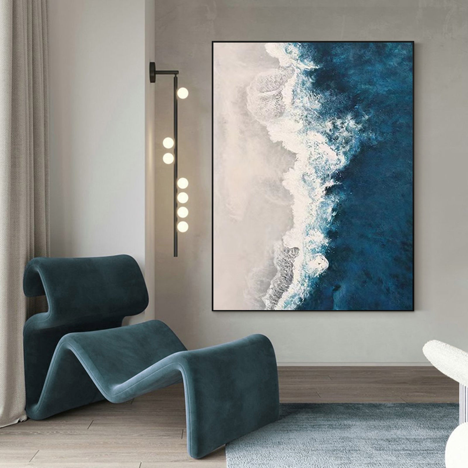 Extra Large Wall Art Abstract Blue Abstract Art beige Painting large Blue Painting Blue Wall Art minimalist Painting,modern Textured Sea & Beach Painting 3D Oil Plaster Wall Art On Canvas