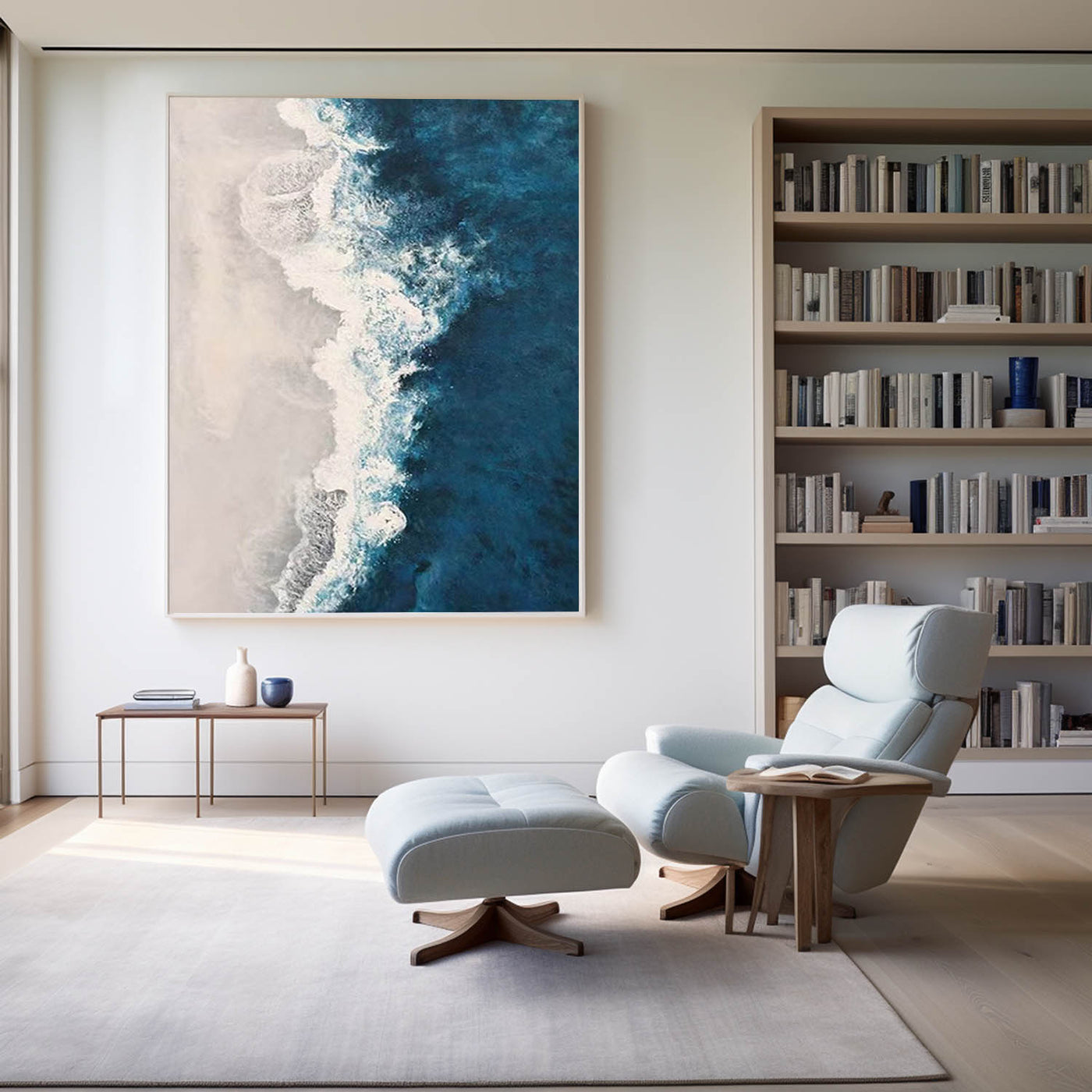 Extra Large Wall Art Abstract Blue Abstract Art beige Painting large Blue Painting Blue Wall Art minimalist Painting,modern Textured Sea & Beach Painting 3D Oil Plaster Wall Art On Canvas