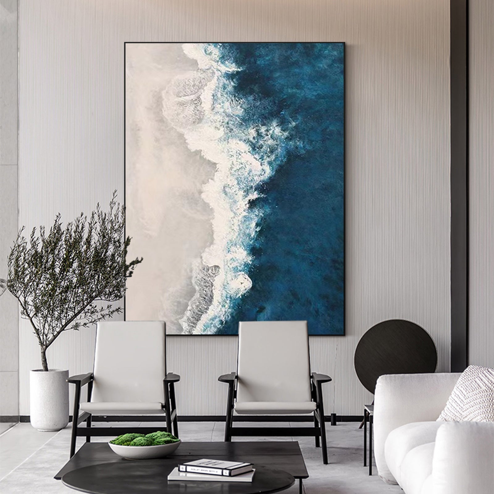 Extra Large Wall Art Abstract Blue Abstract Art beige Painting large Blue Painting Blue Wall Art minimalist Painting,modern Textured Sea & Beach Painting 3D Oil Plaster Wall Art On Canvas