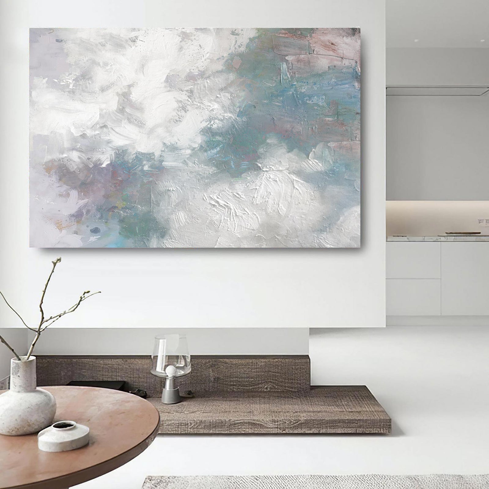 Blue Texture Painting Minimalist 3D Oil Plaster Wall Art On Canvas Earth Texture Home Decor Minimalist Wall Decor Minimalist Texture Art Porch Wall Decor