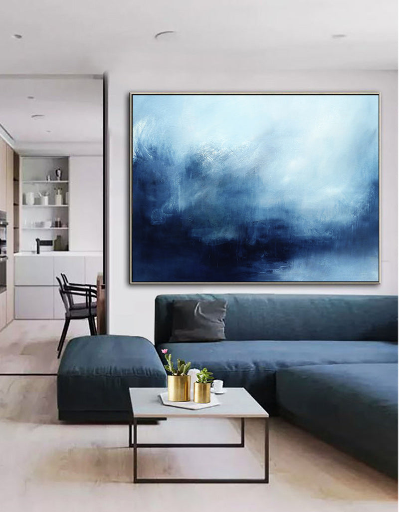 Blue Texture Painting Minimalist 3D Oil Plaster Wall Art On Canvas Earth Texture Home Decor Minimalist Wall Decor Minimalist Texture Art Porch Wall Decor