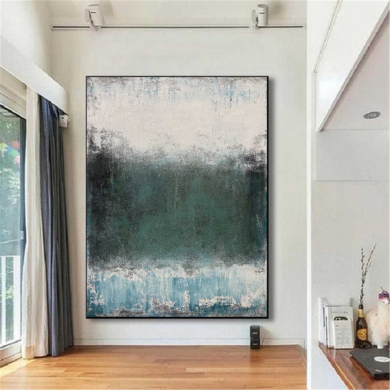 Extra Large Wall Art Abstract Blue Abstract Art beige Painting large Green Painting Blue Wall Art minimalist Painting,modern Textured Sea & Beach Painting 3D Oil Plaster Wall Art On Canvas